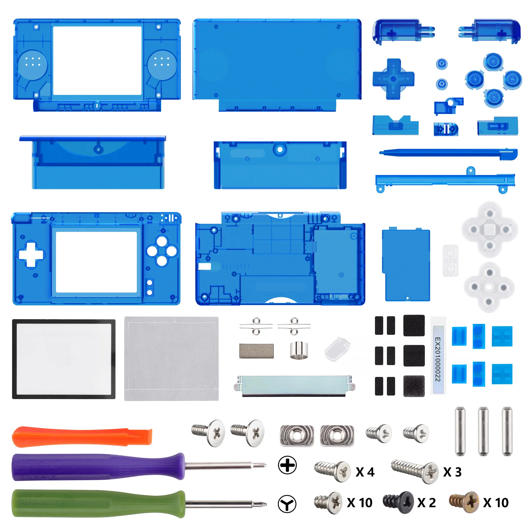 eXtremeRate Replacement Full Housing Shell & Buttons with Screen Lens for Nintendo DS Lite NDSL - Clear Blue - Image 5