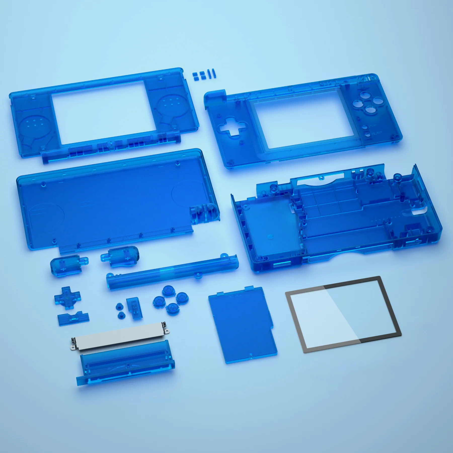 eXtremeRate Replacement Full Housing Shell & Buttons with Screen Lens for Nintendo DS Lite NDSL - Clear Blue - Image 6