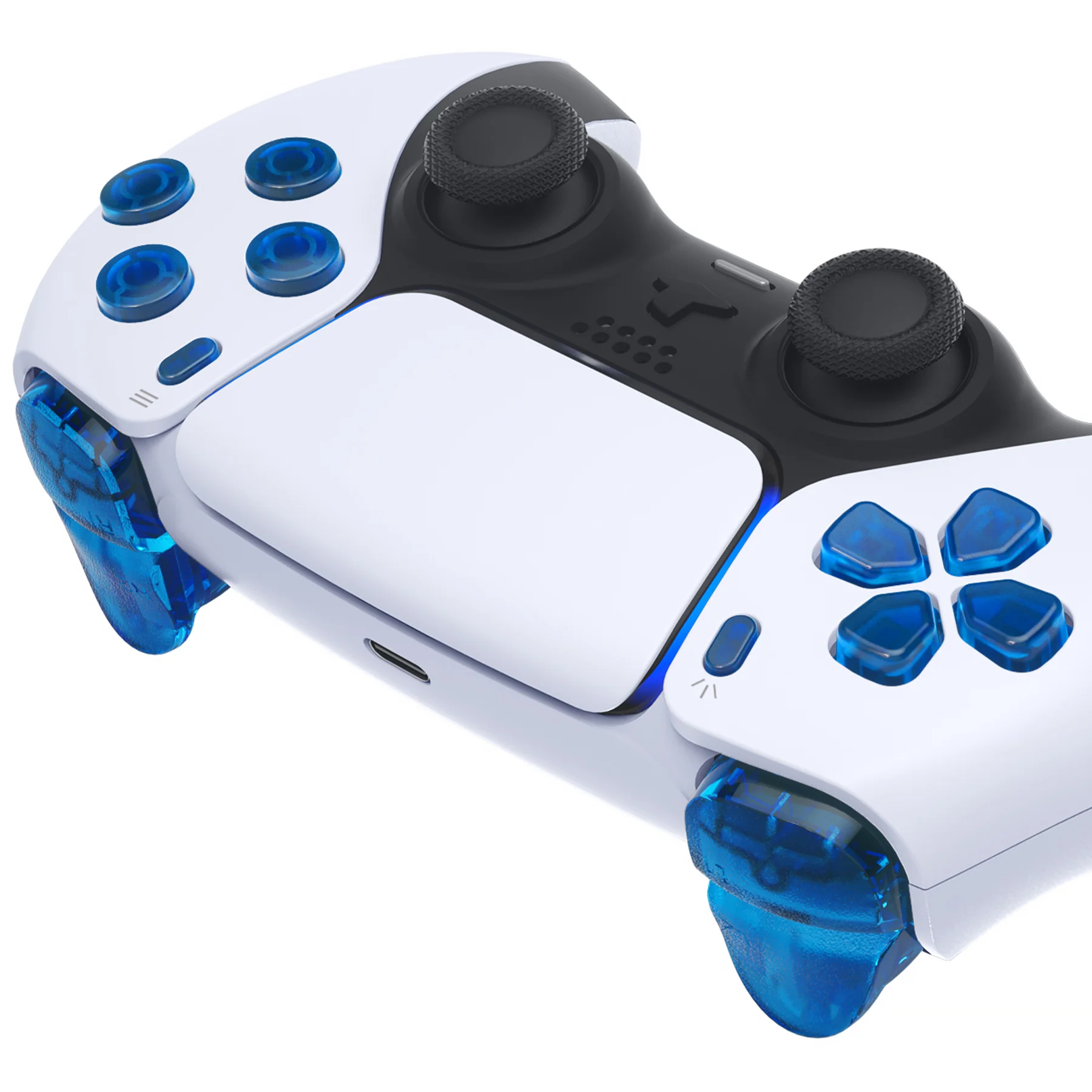 eXtremeRate Replacement Full Set Buttons Compatible with PS5 Controller BDM-010/020 - Clear Blue - Image 6