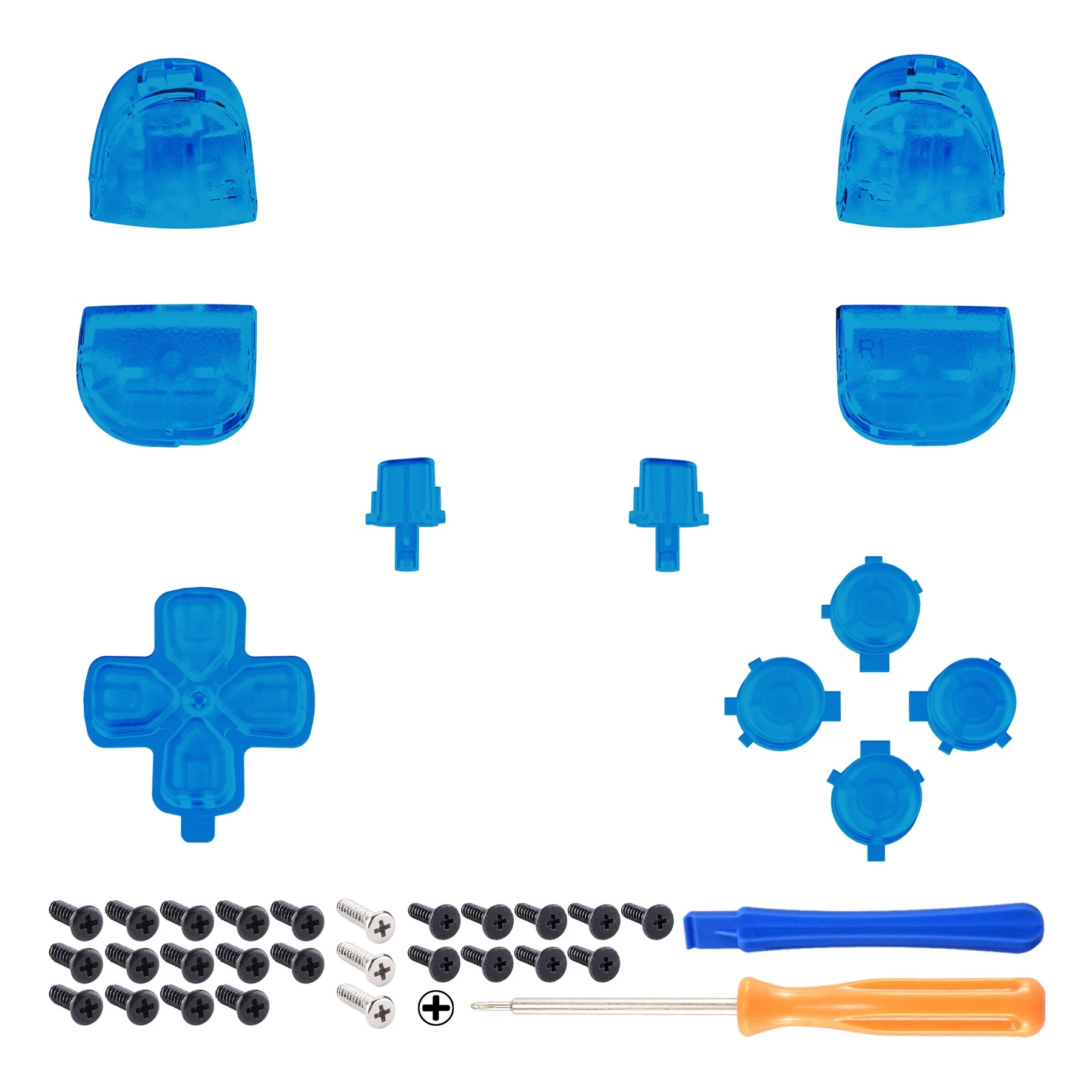 eXtremeRate Replacement Full Set Buttons Compatible with PS5 Controller BDM-010/020 - Clear Blue - Image 8