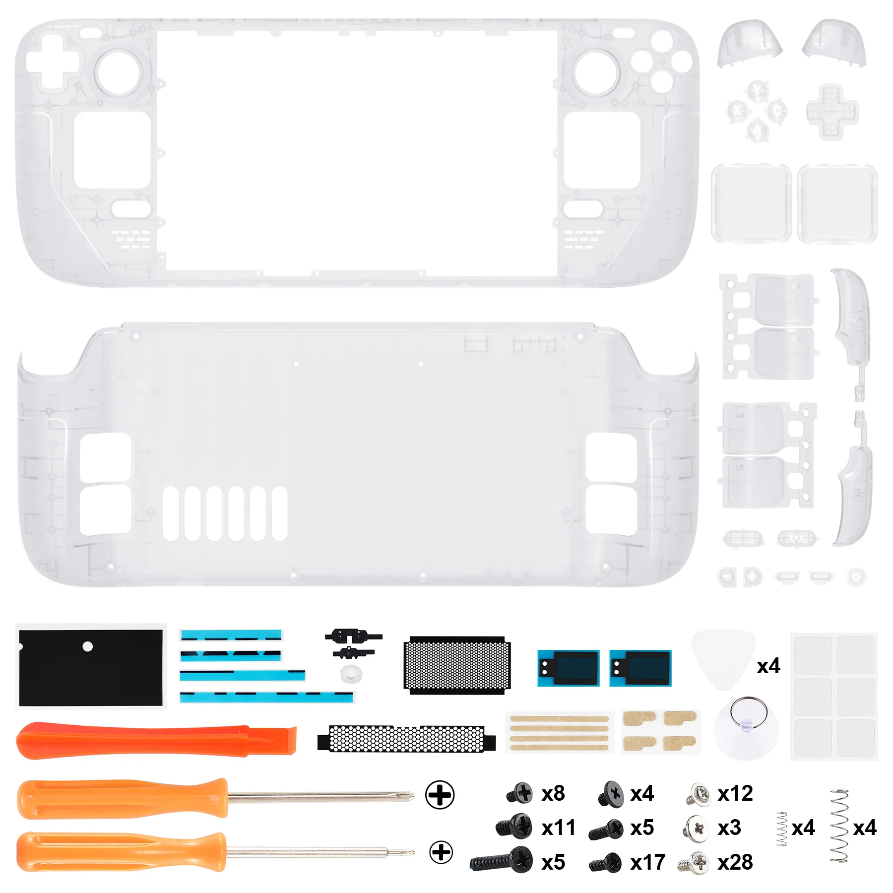 eXtremeRate Custom Full Set Shell with Buttons for Steam Deck LCD - Clear - Image 4
