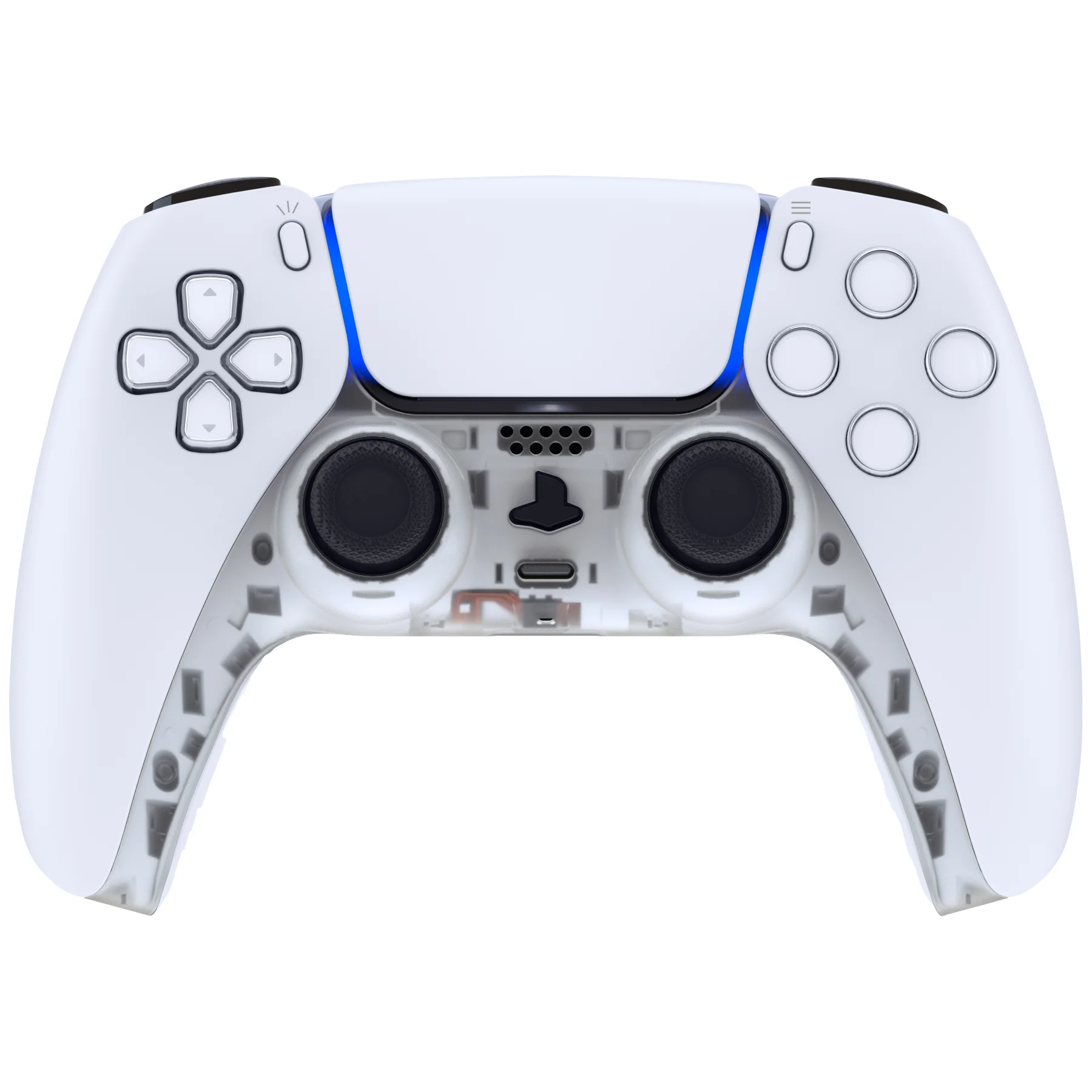 eXtremeRate Replacement Decorative Trim Shell with Accent Rings Compatible with PS5 Controller BDM-010/020/030/040/050 - Clear - Image 2