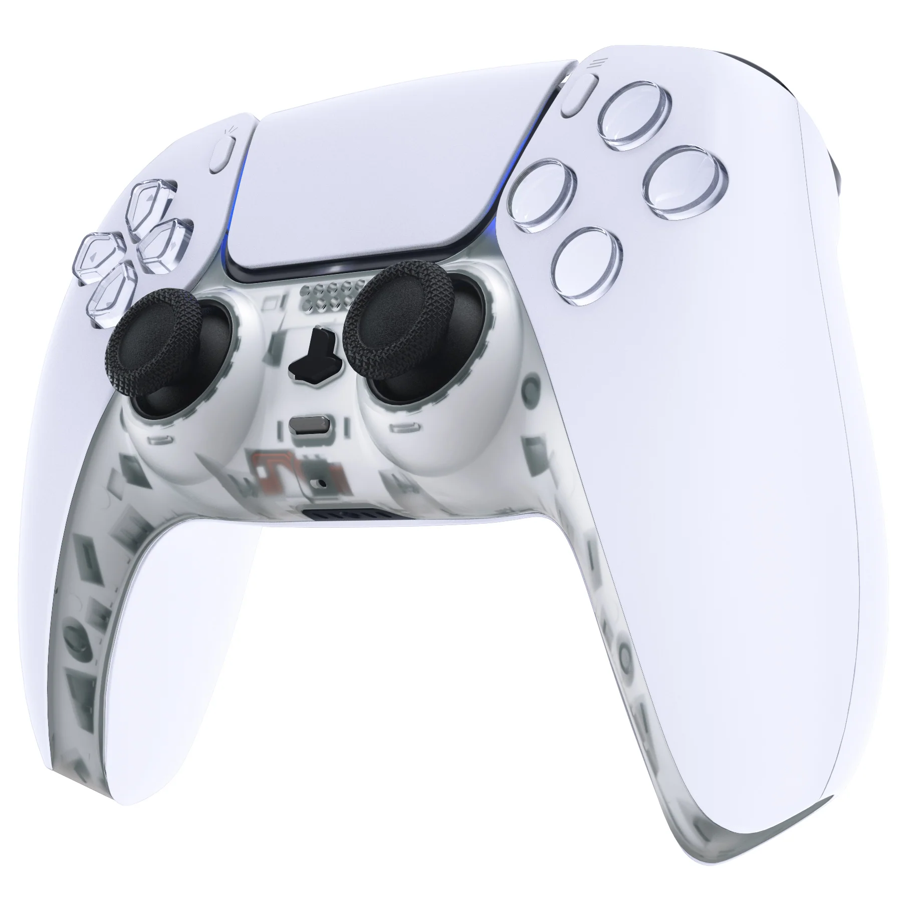 eXtremeRate Replacement Decorative Trim Shell with Accent Rings Compatible with PS5 Controller BDM-010/020/030/040/050 - Clear - Image 4