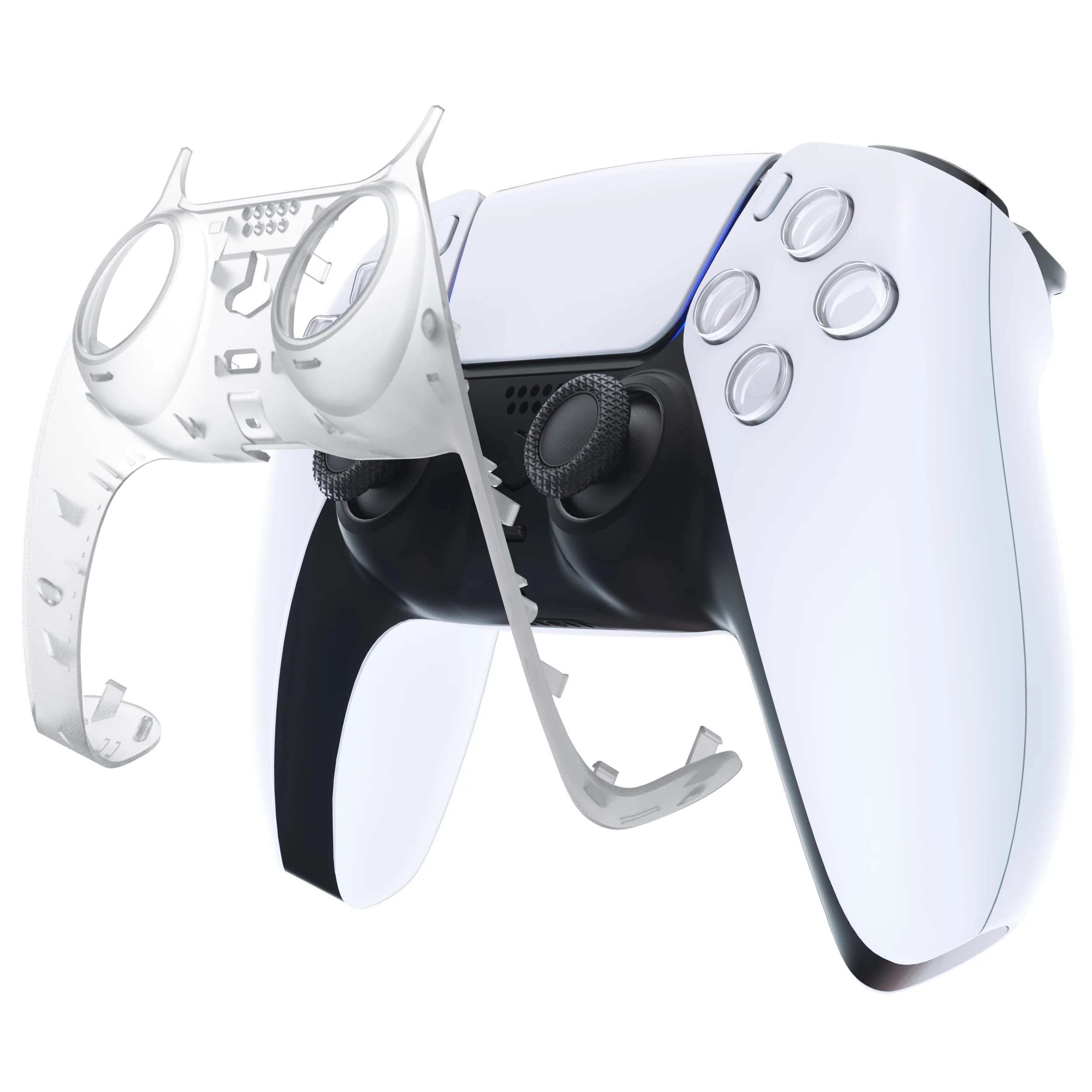 eXtremeRate Replacement Decorative Trim Shell with Accent Rings Compatible with PS5 Controller BDM-010/020/030/040/050 - Clear - Image 7