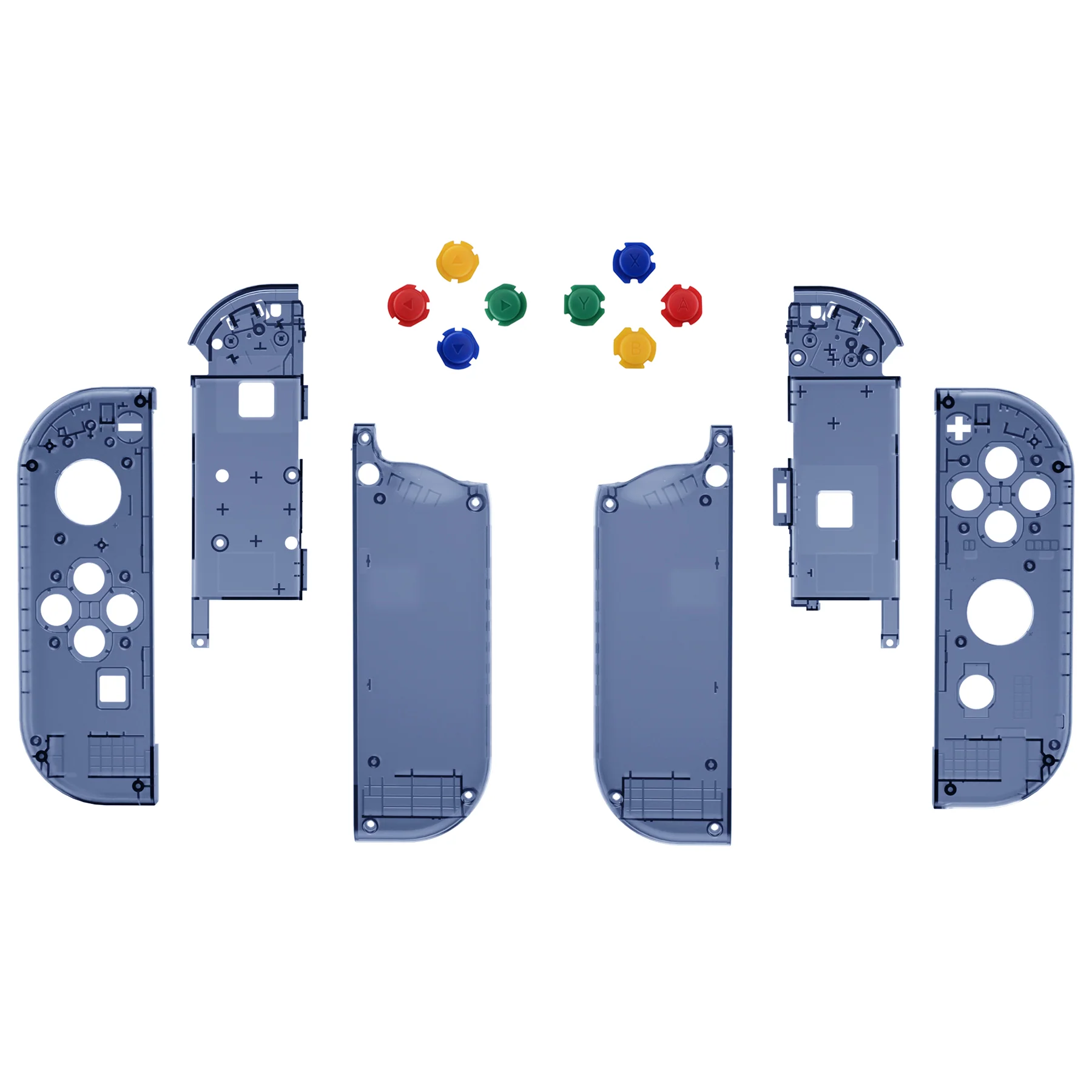 eXtremeRate Replacement Full Set Shell Case with Buttons for Joycon of NS Switch - Clear Deep Ocean Blue - Image 2
