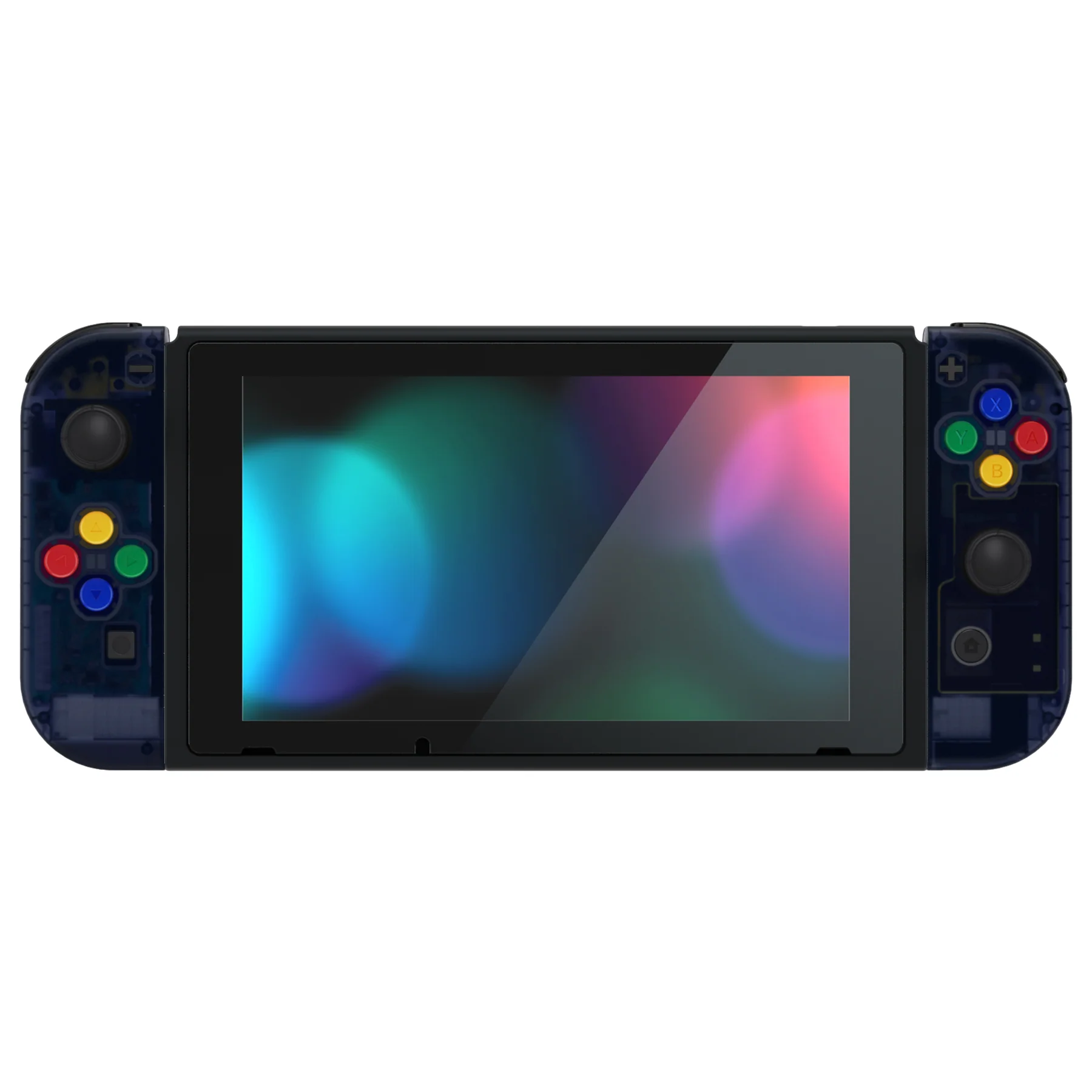 eXtremeRate Replacement Full Set Shell Case with Buttons for Joycon of NS Switch - Clear Deep Ocean Blue - Image 4