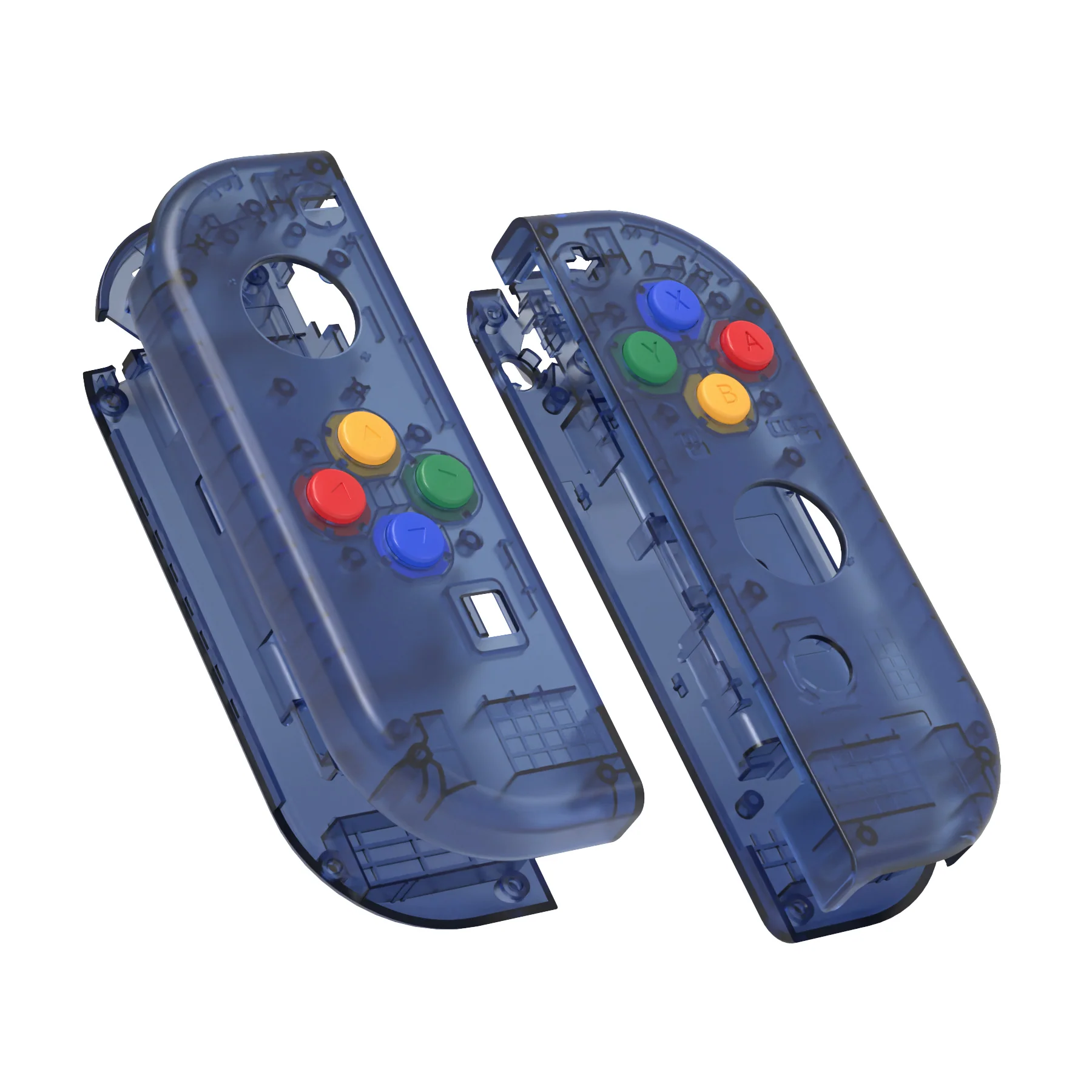 eXtremeRate Replacement Full Set Shell Case with Buttons for Joycon of NS Switch - Clear Deep Ocean Blue - Image 9