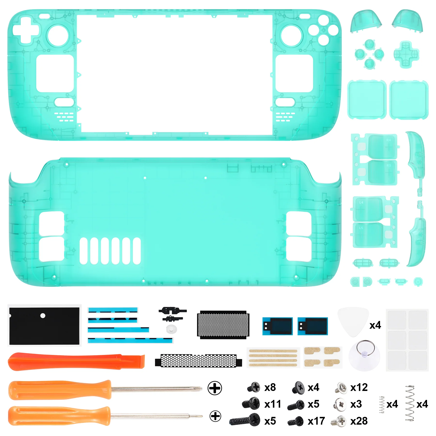 eXtremeRate Custom Full Set Shell with Buttons for Steam Deck LCD - Clear Emerald Green - Image 4