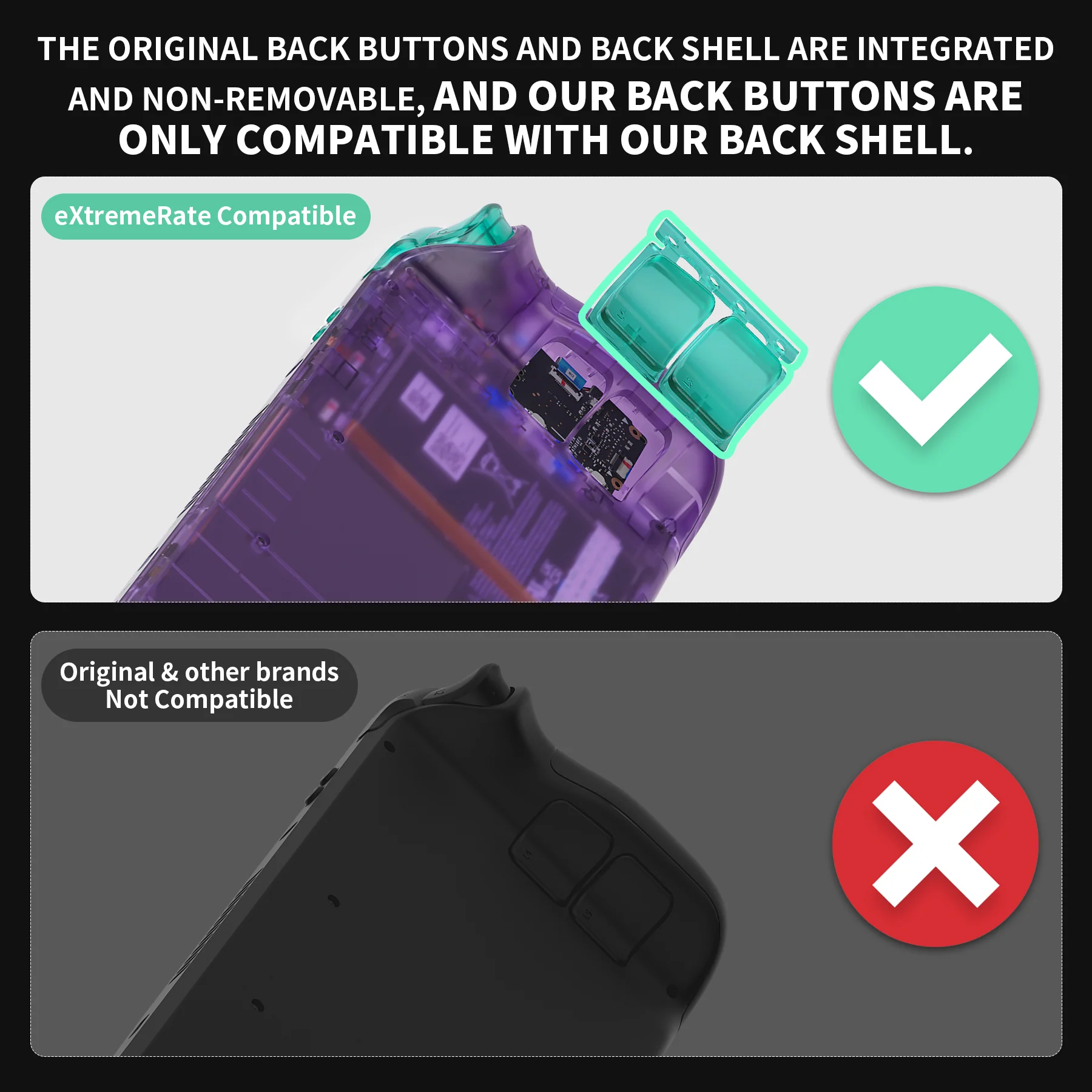 eXtremeRate Replacement Full Set Buttons for Steam Deck LCD - Clear Emerald Green - Image 4