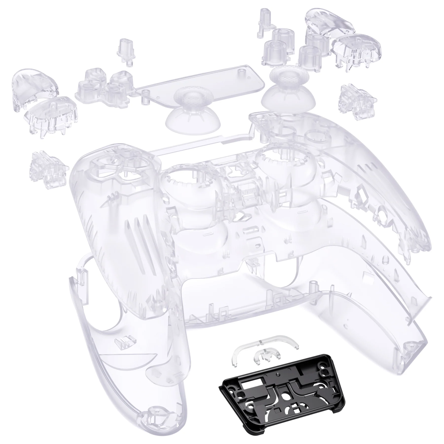 eXtremeRate Replacement Full Set Shells with Buttons Compatible with PS5 Controller BDM-030/040/050 - Clear - Image 7