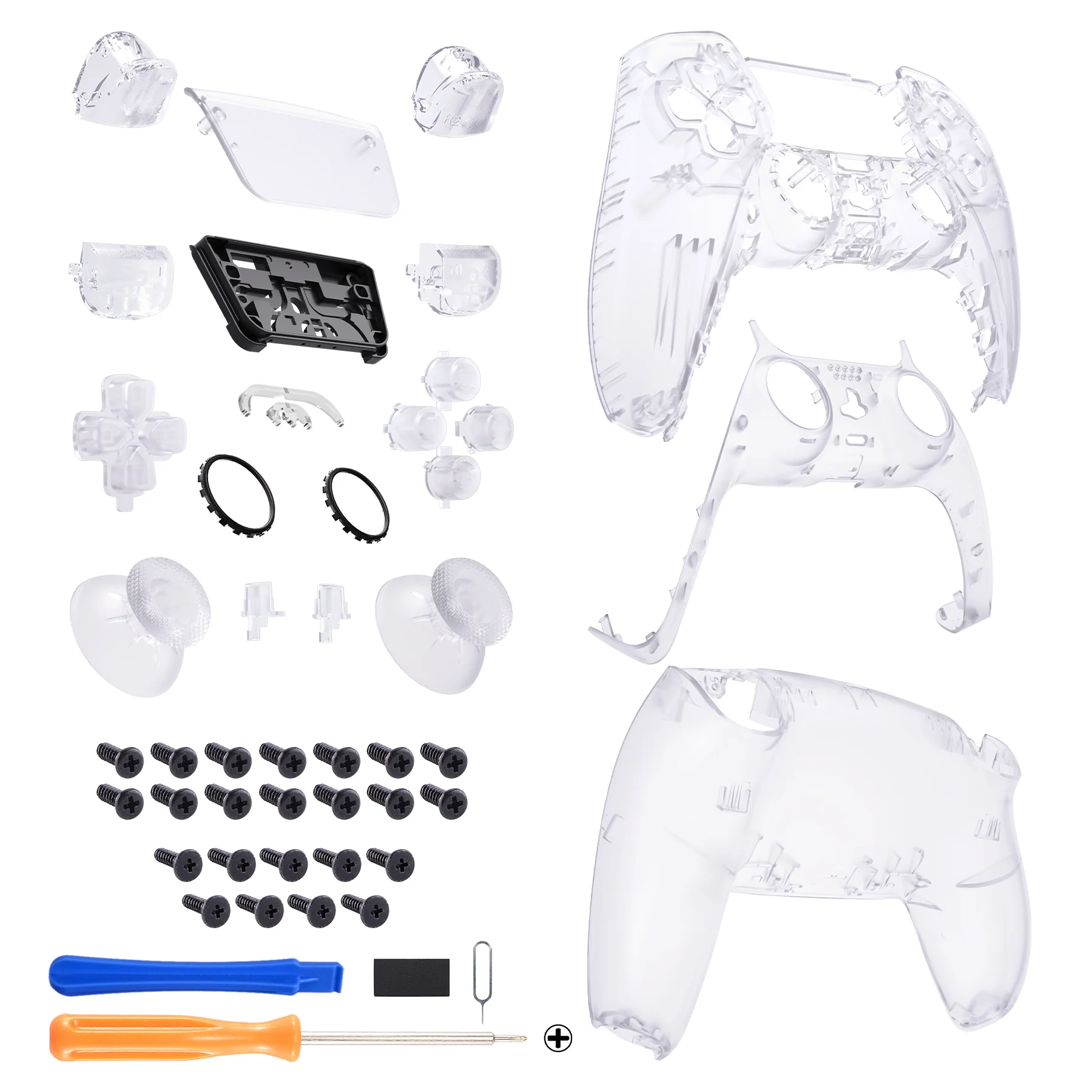 eXtremeRate Replacement Full Set Shells with Buttons Compatible with PS5 Controller BDM-030/040/050 - Clear - Image 8