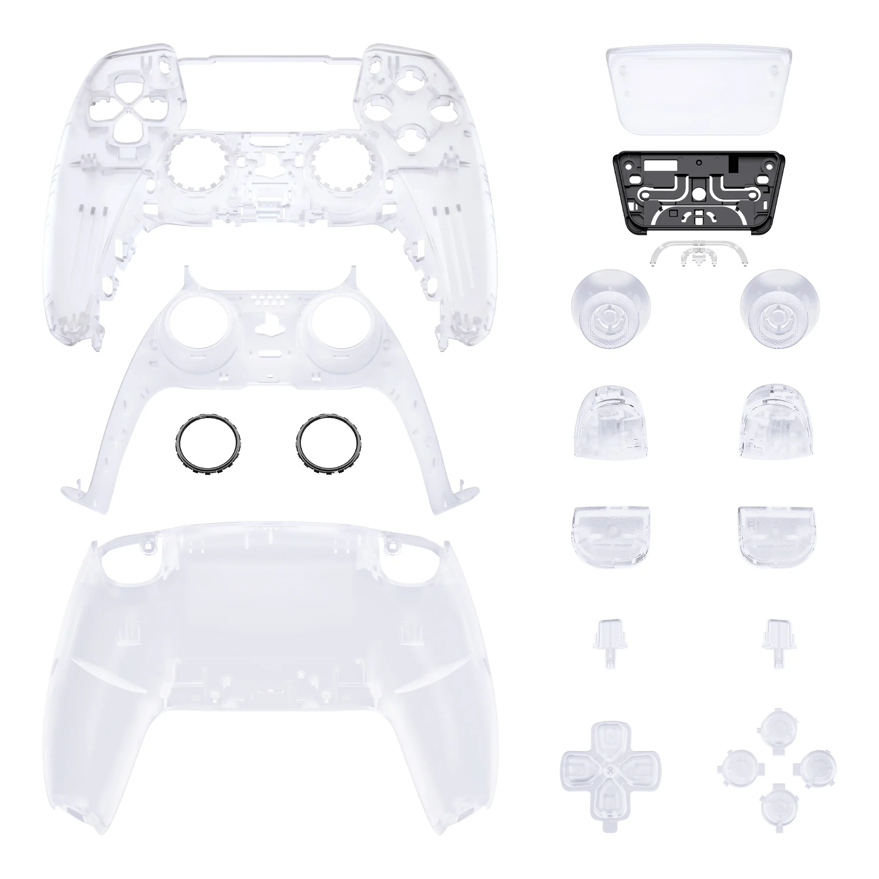 eXtremeRate Replacement Full Set Shells with Buttons Compatible with PS5 Controller BDM-030/040/050 - Clear - Image 9