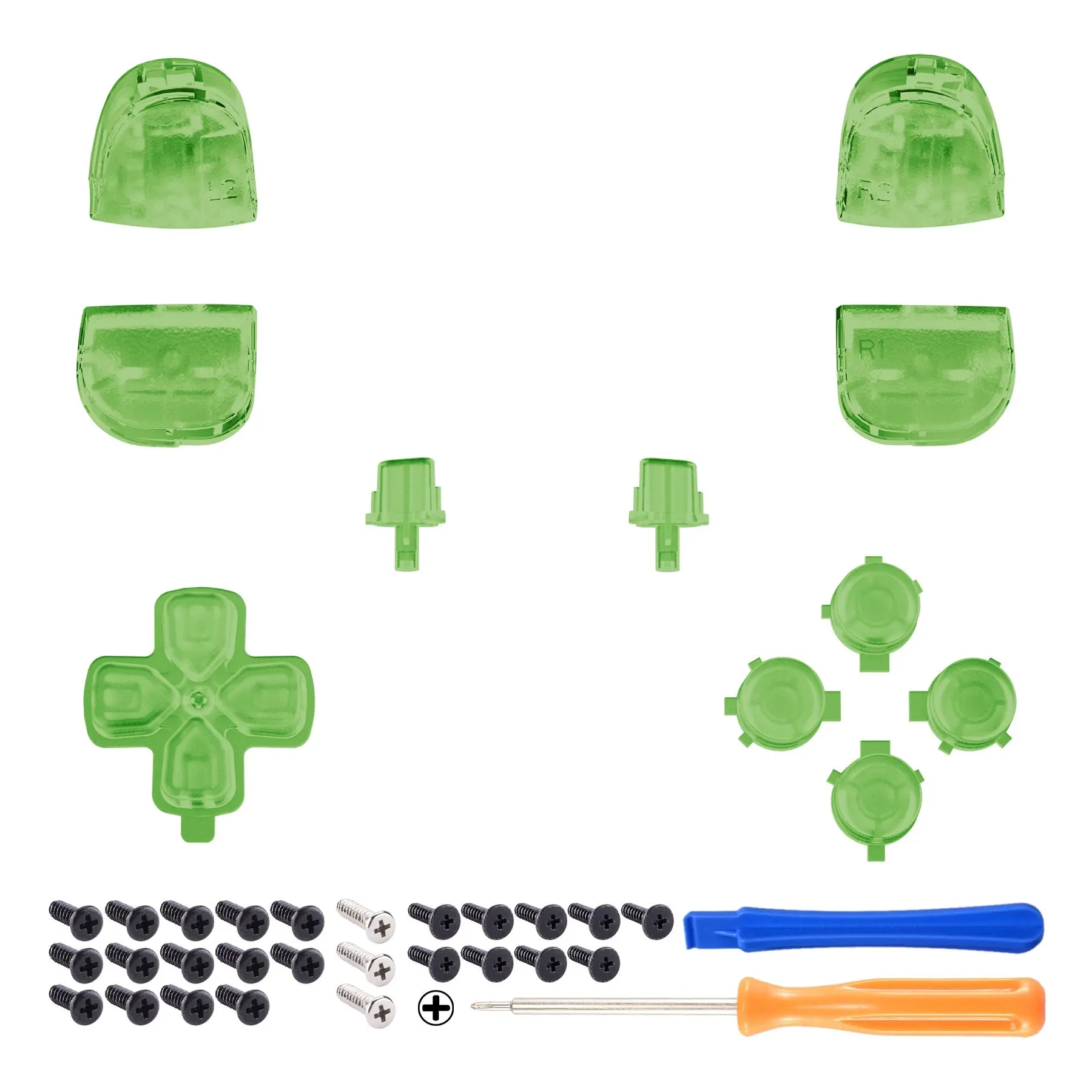 eXtremeRate Replacement Full Set Buttons Compatible with PS5 Controller BDM-010/020 - Clear Green - Image 8