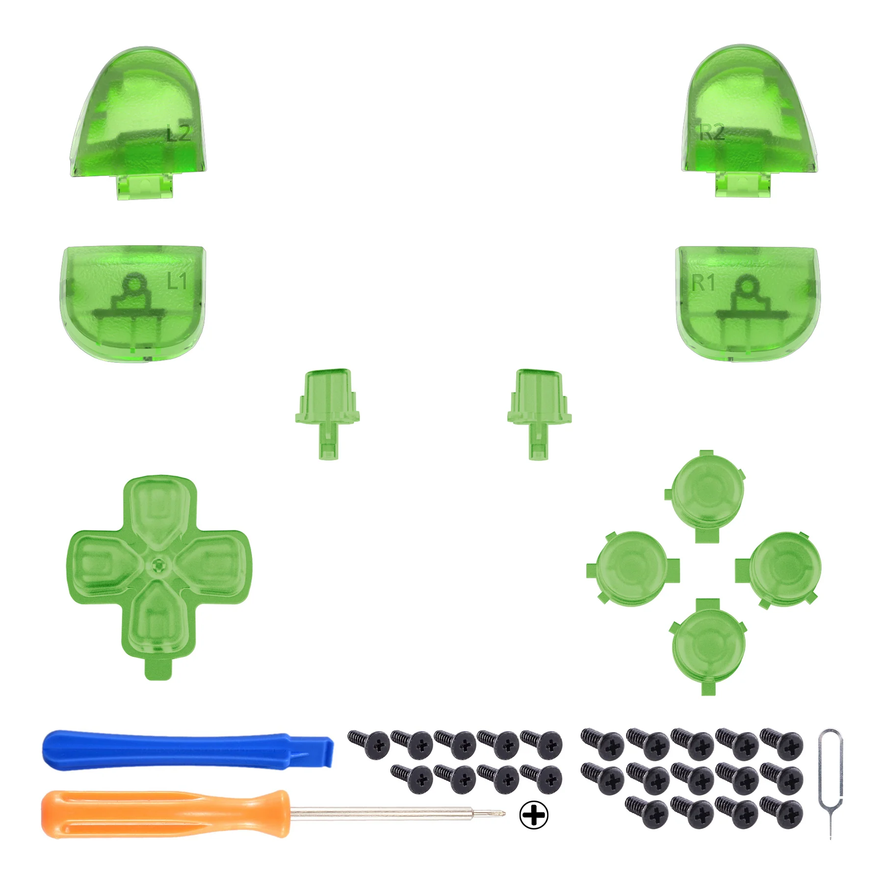 eXtremeRate Replacement Full Set Buttons Compatible with PS5 Controller BDM-030/040/050/060 - Clear Green - Image 2
