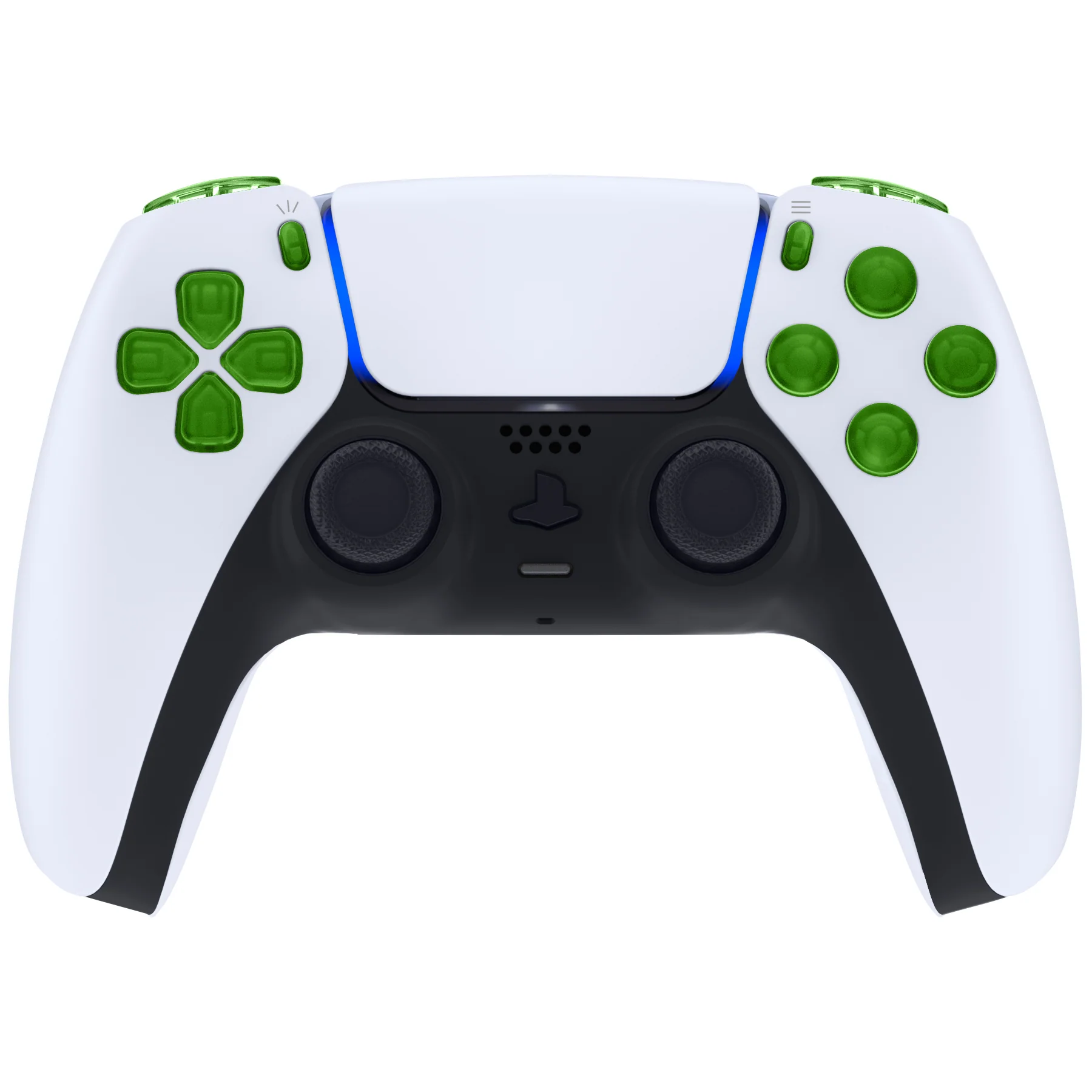 eXtremeRate Replacement Full Set Buttons Compatible with PS5 Controller BDM-030/040/050/060 - Clear Green - Image 4