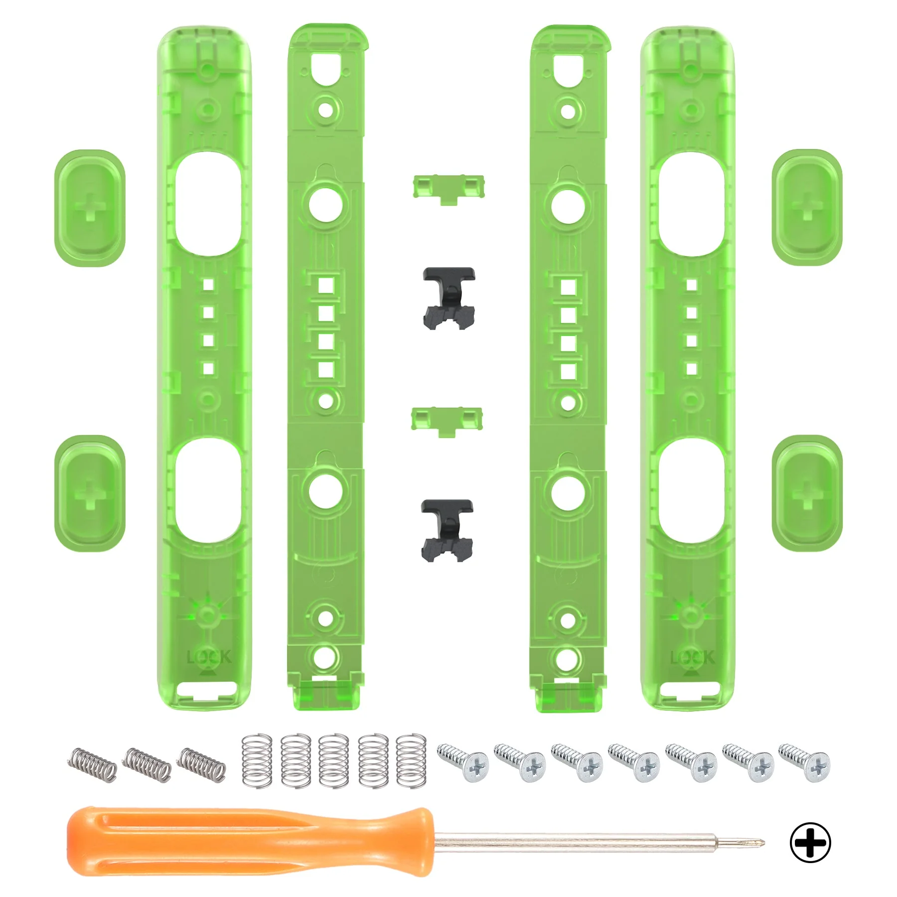 eXtremeRate 2 Pack Custom Replacement shell for Joycon Strap of NS Switch - Clear Green - Image 2