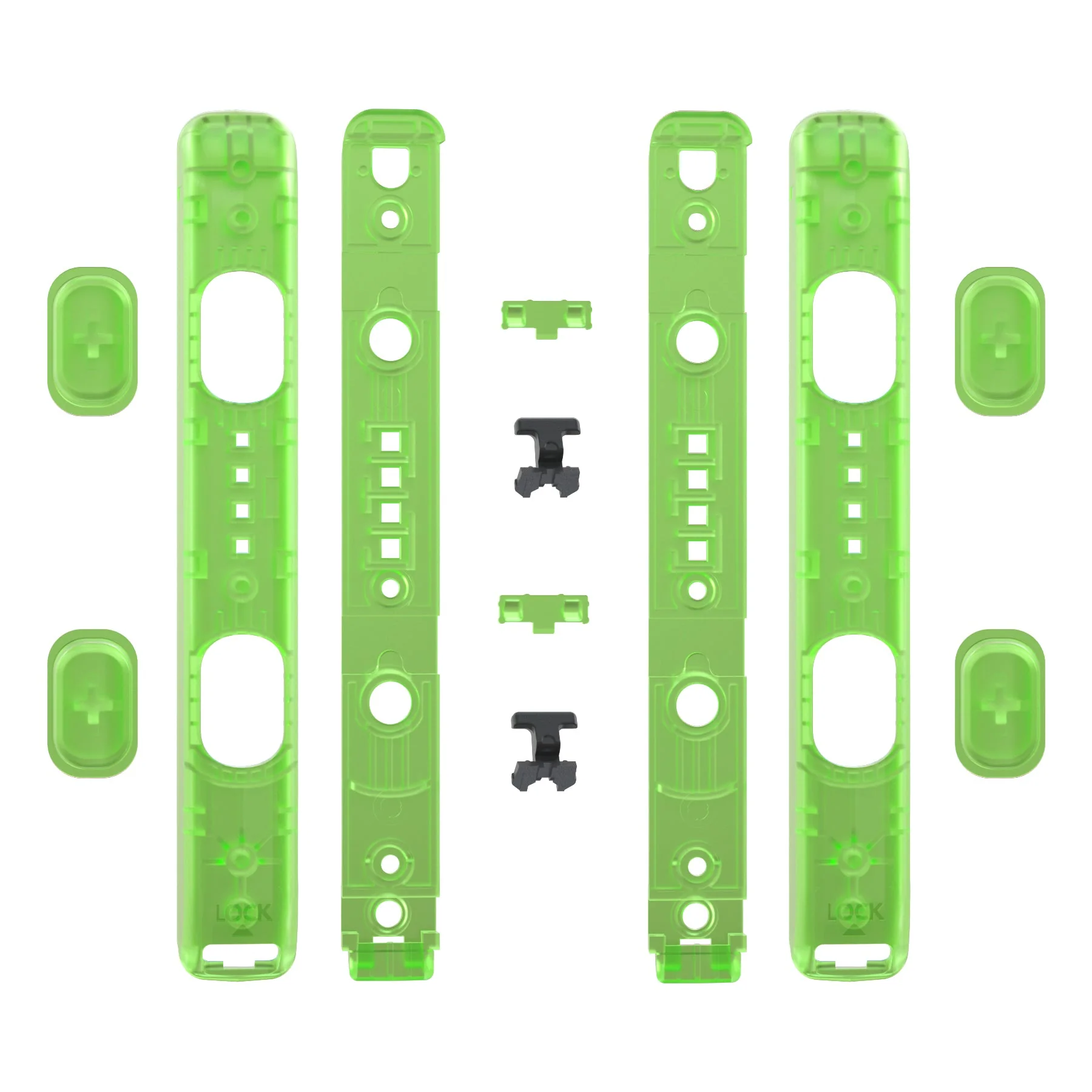 eXtremeRate 2 Pack Custom Replacement shell for Joycon Strap of NS Switch - Clear Green - Image 8