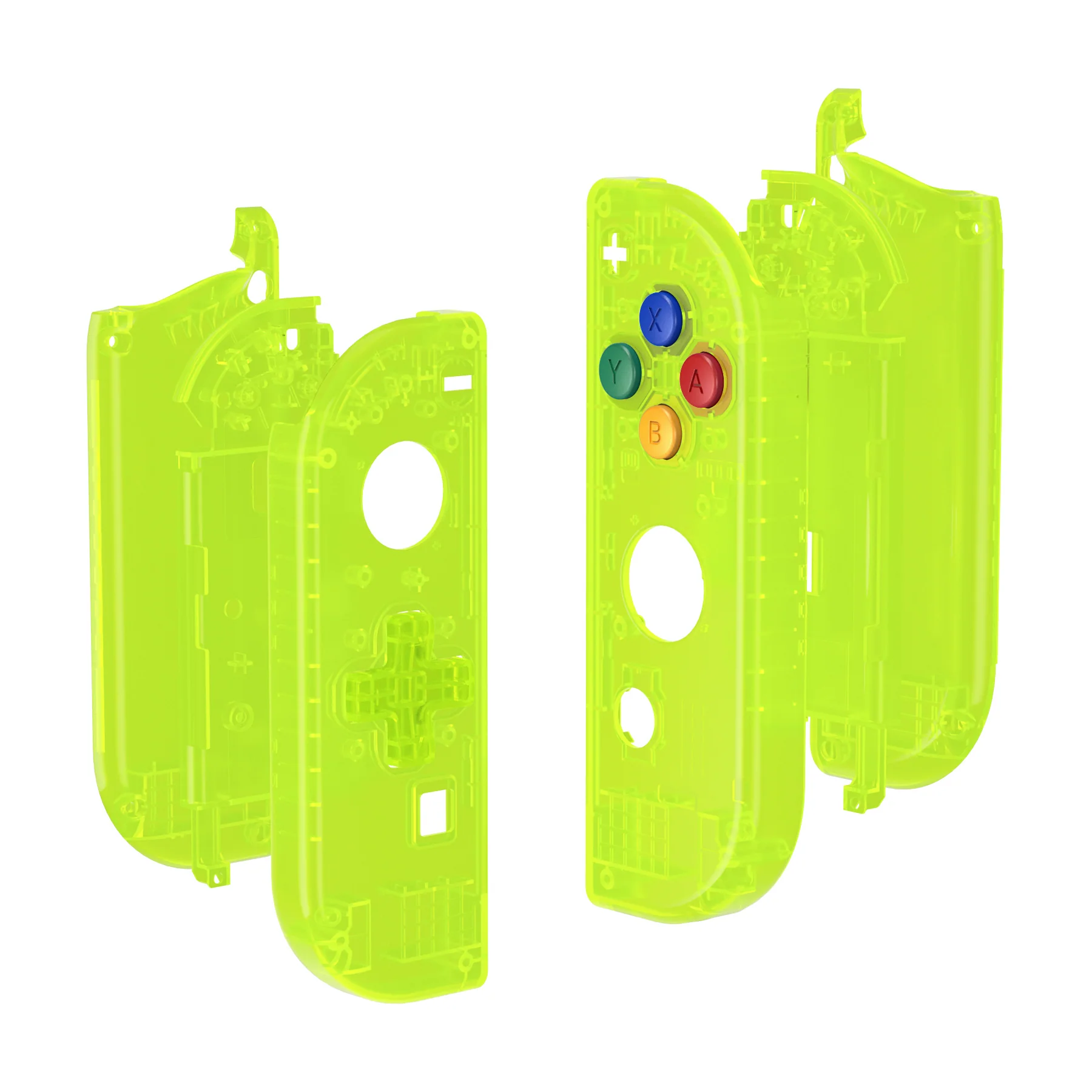 eXtremeRate Dpad Version Replacement Full Set Shell Case with Buttons for Joycon of NS Switch - Clear Lime Green - Image 10