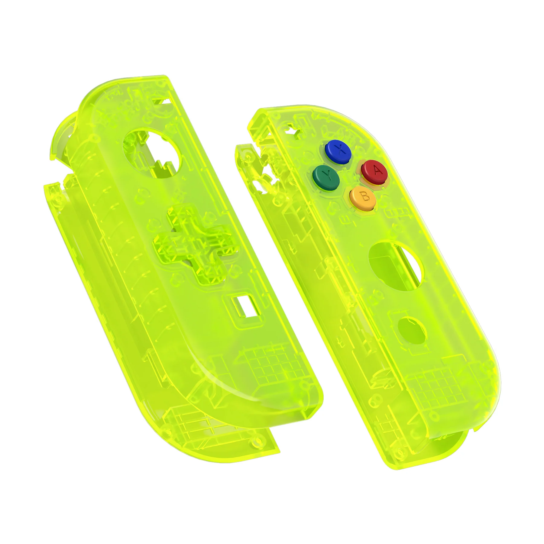 eXtremeRate Dpad Version Replacement Full Set Shell Case with Buttons for Joycon of NS Switch - Clear Lime Green - Image 11
