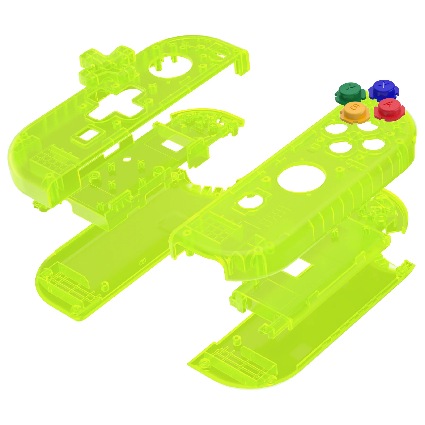 eXtremeRate Dpad Version Replacement Full Set Shell Case with Buttons for Joycon of NS Switch - Clear Lime Green - Image 13