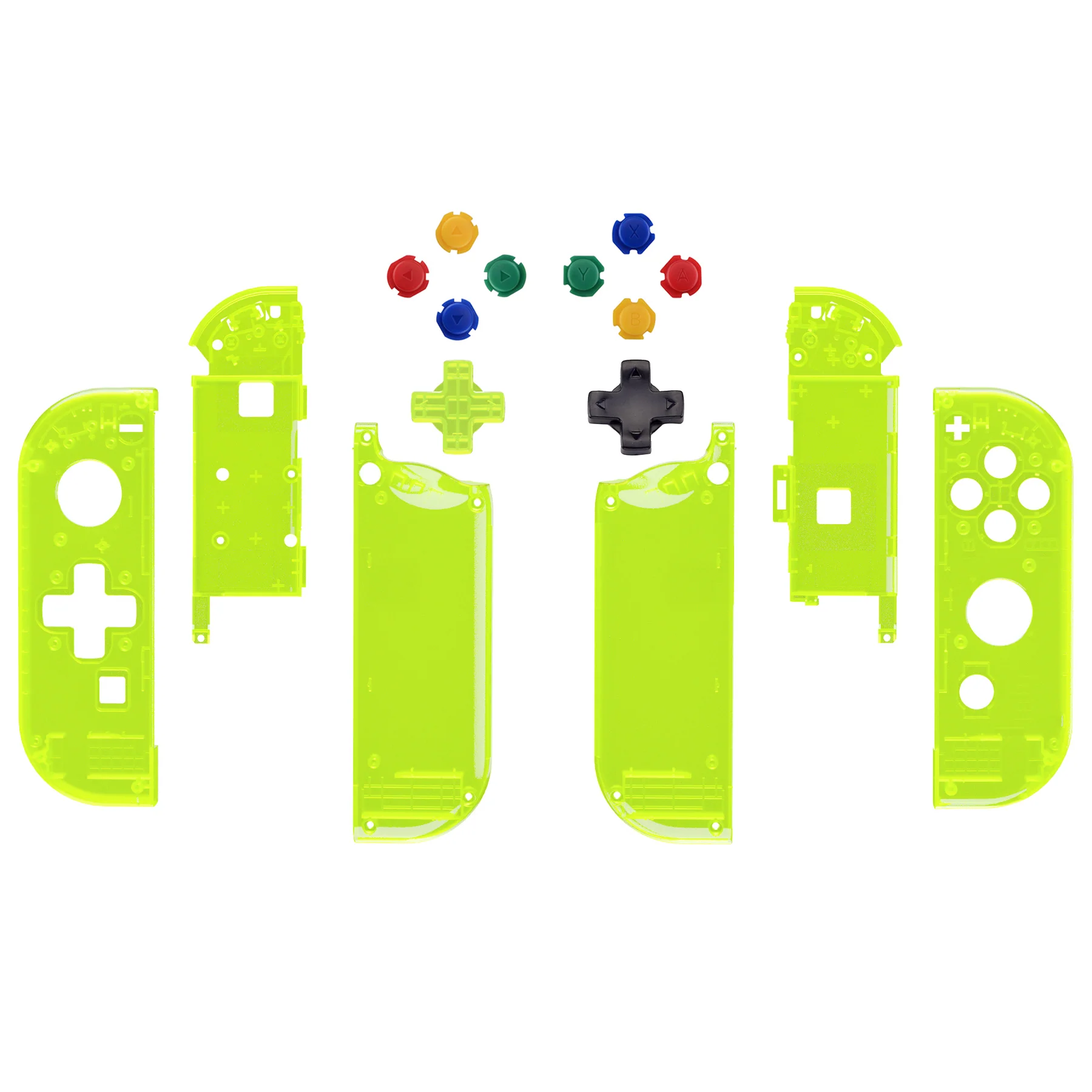 eXtremeRate Dpad Version Replacement Full Set Shell Case with Buttons for Joycon of NS Switch - Clear Lime Green - Image 2