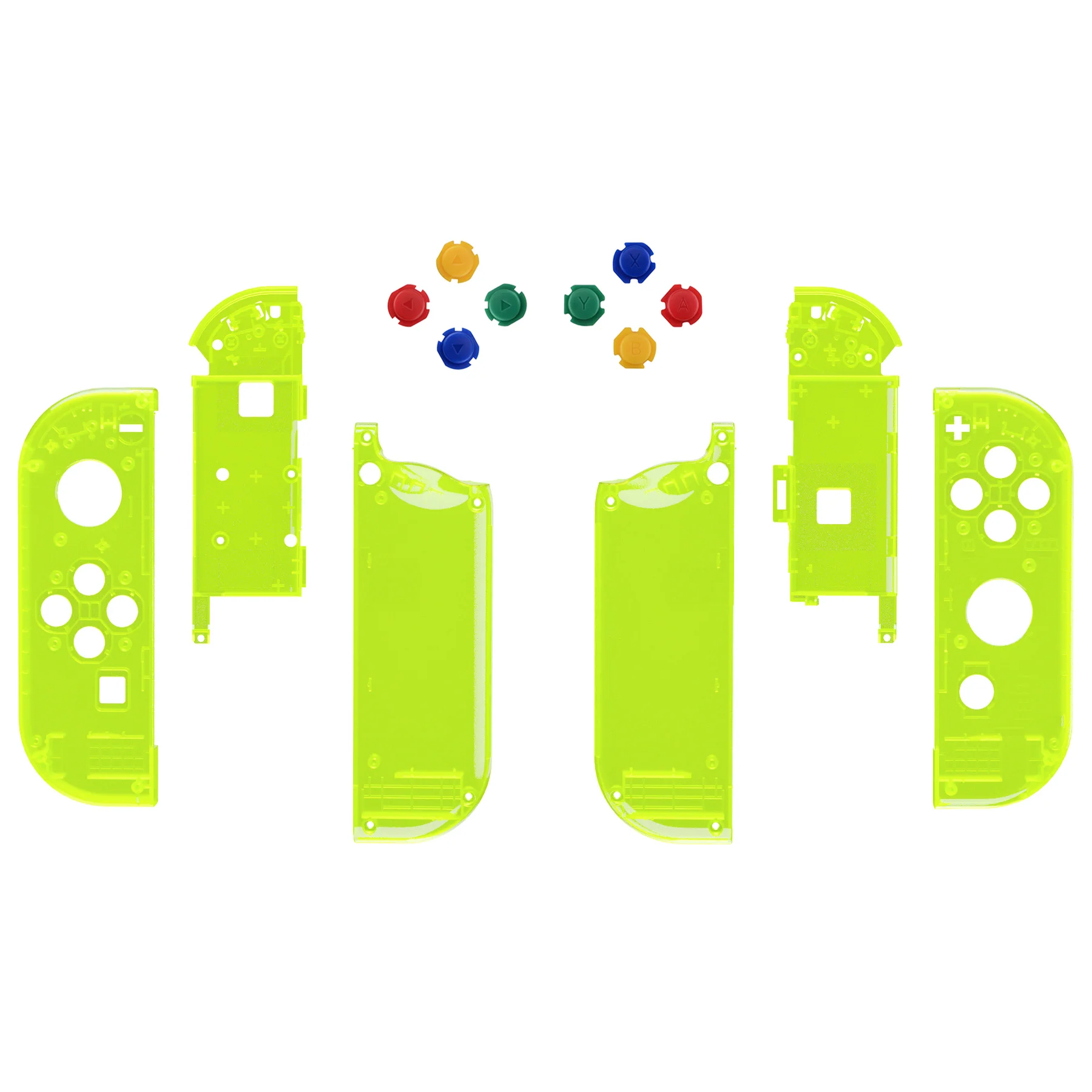 eXtremeRate Replacement Full Set Shell Case with Buttons for Joycon of NS Switch - Clear Lime Green - Image 2