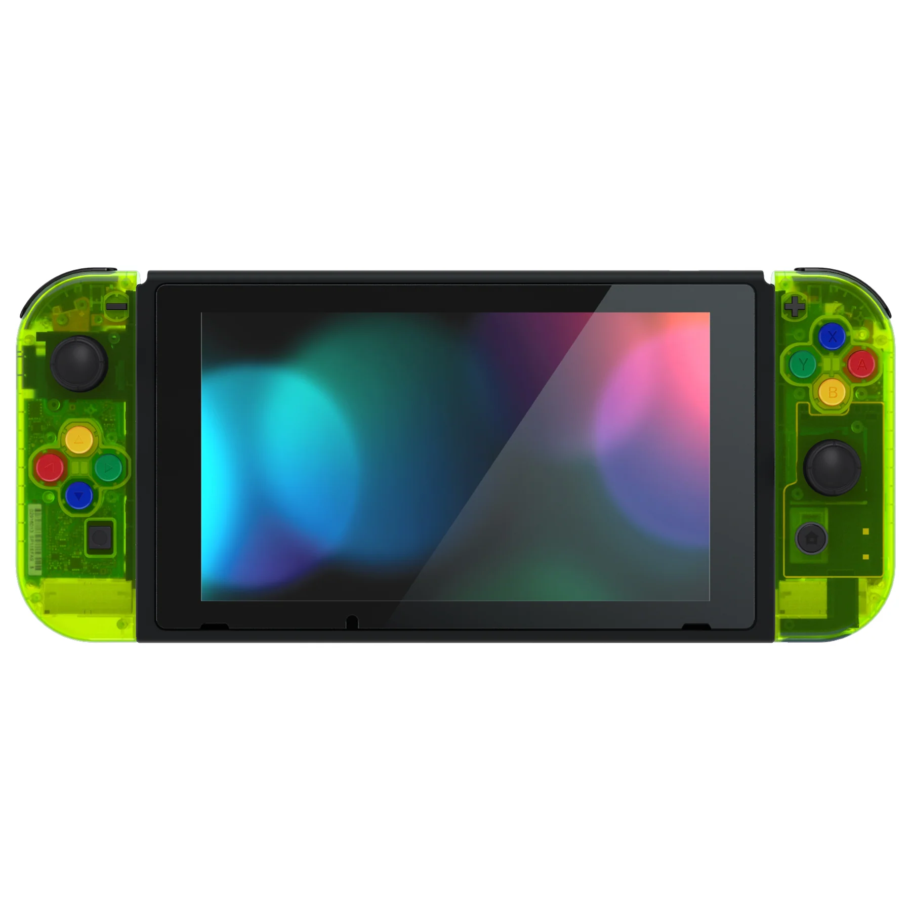 eXtremeRate Replacement Full Set Shell Case with Buttons for Joycon of NS Switch - Clear Lime Green - Image 4