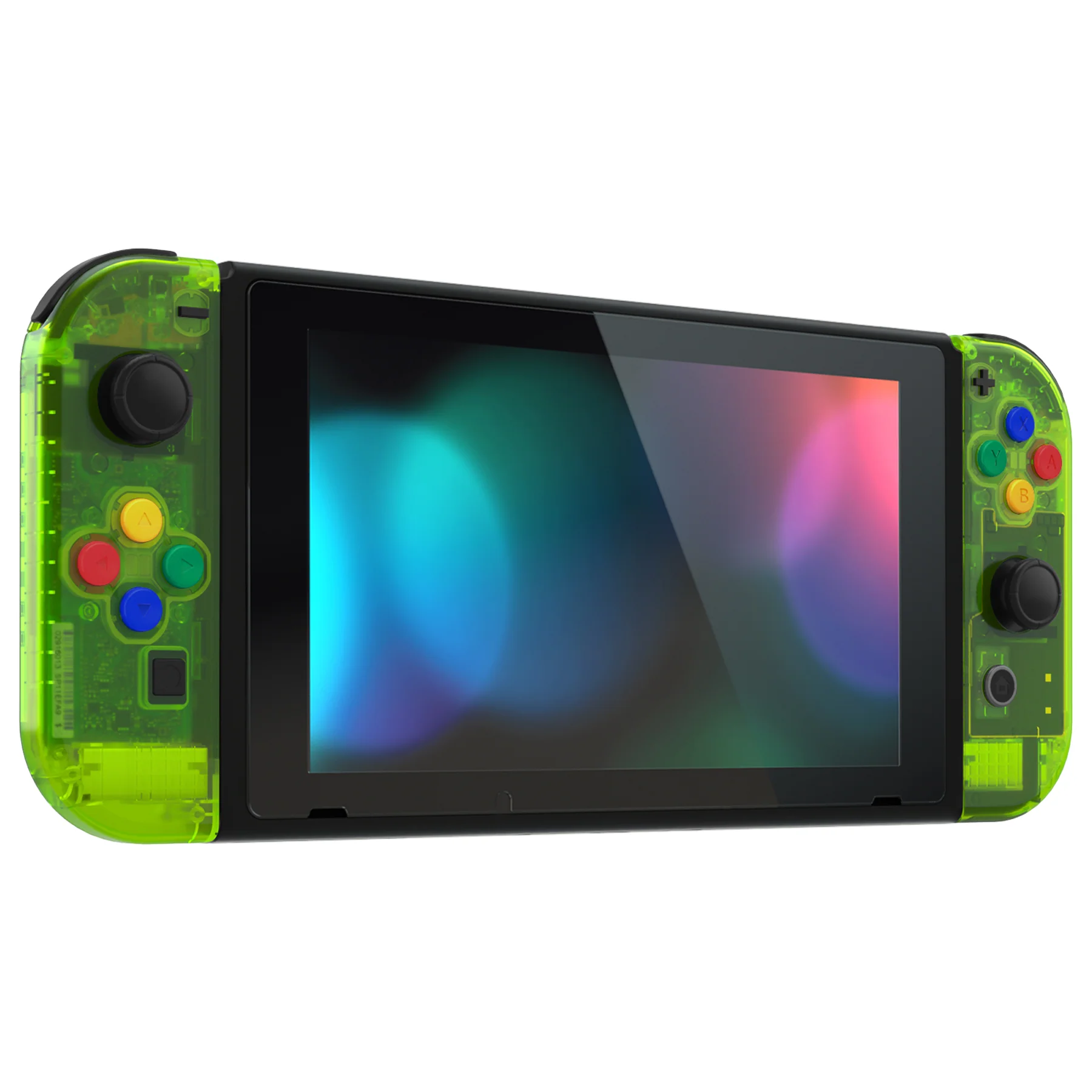 eXtremeRate Replacement Full Set Shell Case with Buttons for Joycon of NS Switch - Clear Lime Green - Image 5