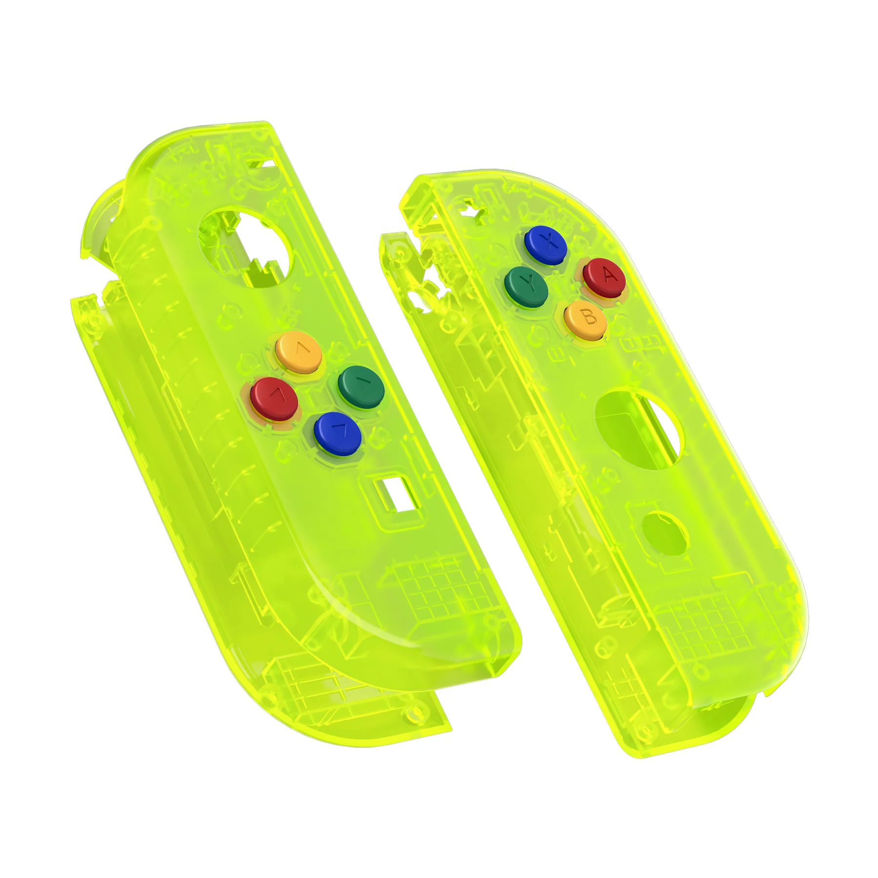 eXtremeRate Replacement Full Set Shell Case with Buttons for Joycon of NS Switch - Clear Lime Green - Image 9