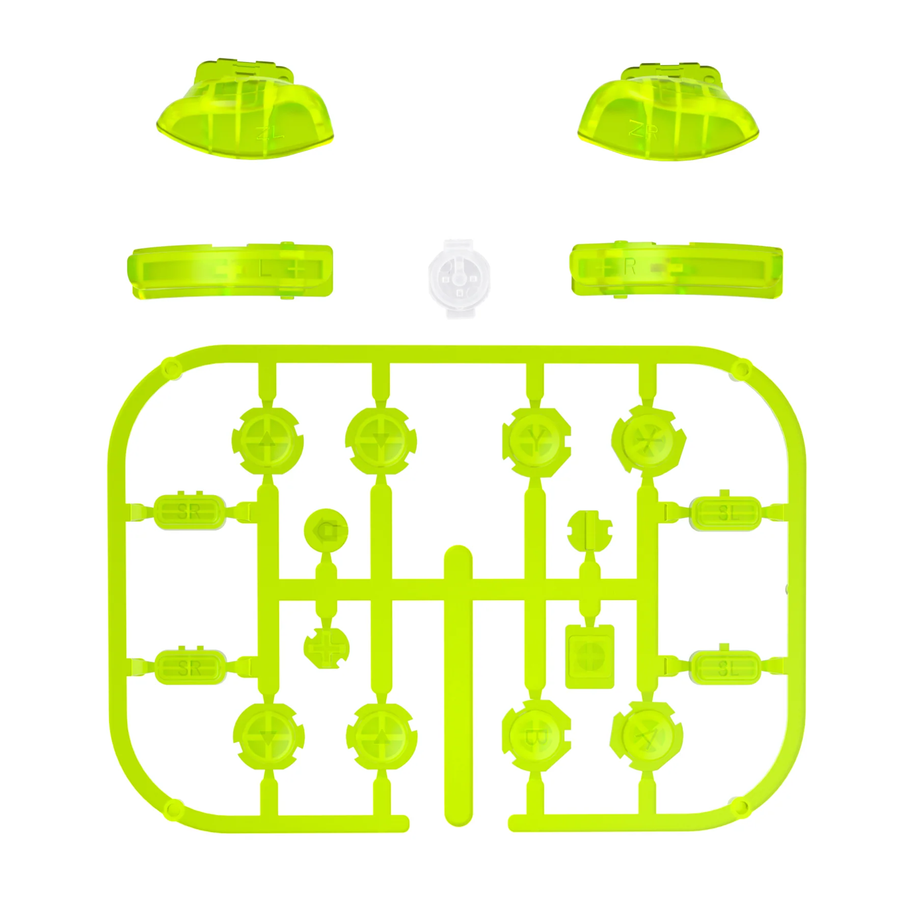 eXtremeRate Replacement Full Set Buttons for Joycon of NS Switch - Clear Lime Green - Image 2