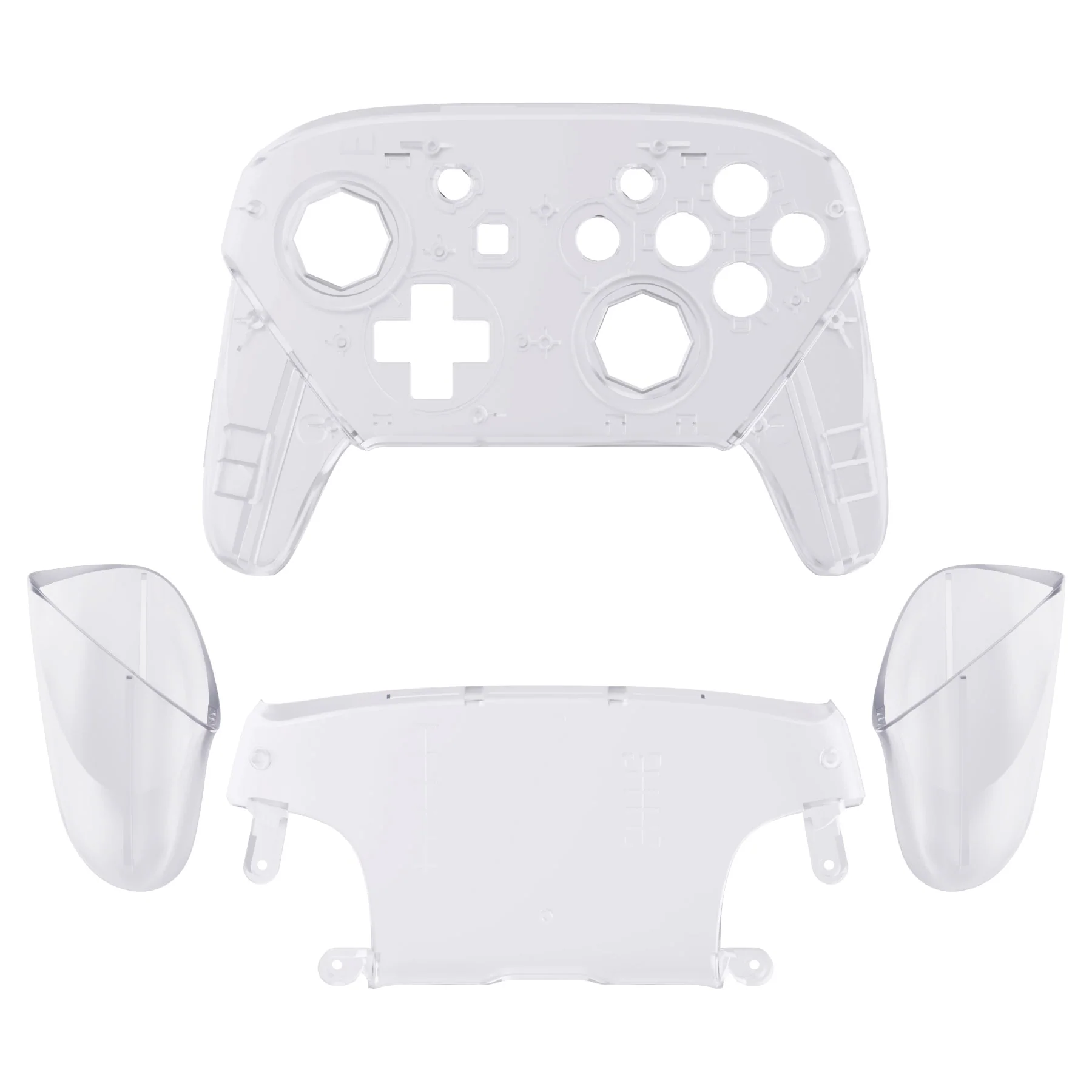 eXtremeRate Octagonal Gated Sticks Design Replacement Full Set Shell Faceplate Backplate Handles for Nintendo Switch Pro - Clear - Image 3