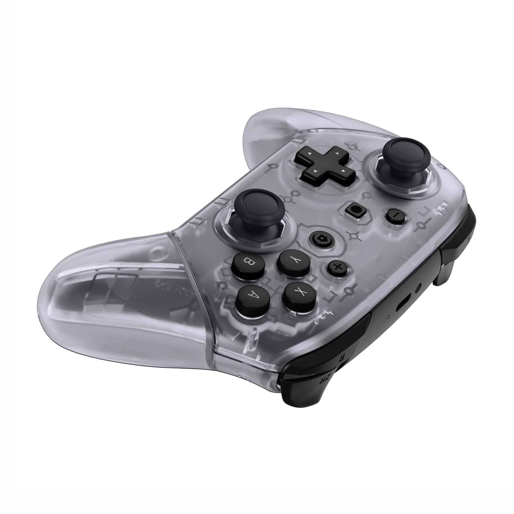 eXtremeRate Octagonal Gated Sticks Design Replacement Full Set Shell Faceplate Backplate Handles for Nintendo Switch Pro - Clear - Image 8