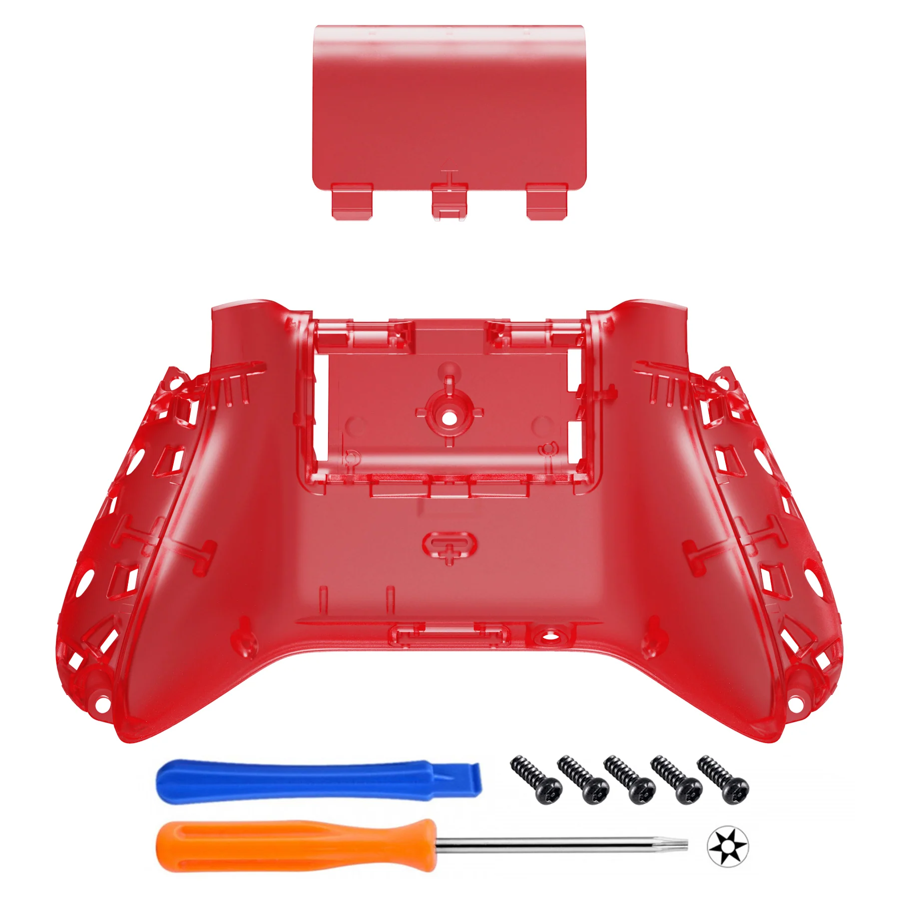 eXtremeRate Replacement Bottom Shell with Battery Cover for Xbox Series X & S Controller - Clear Red - Image 2