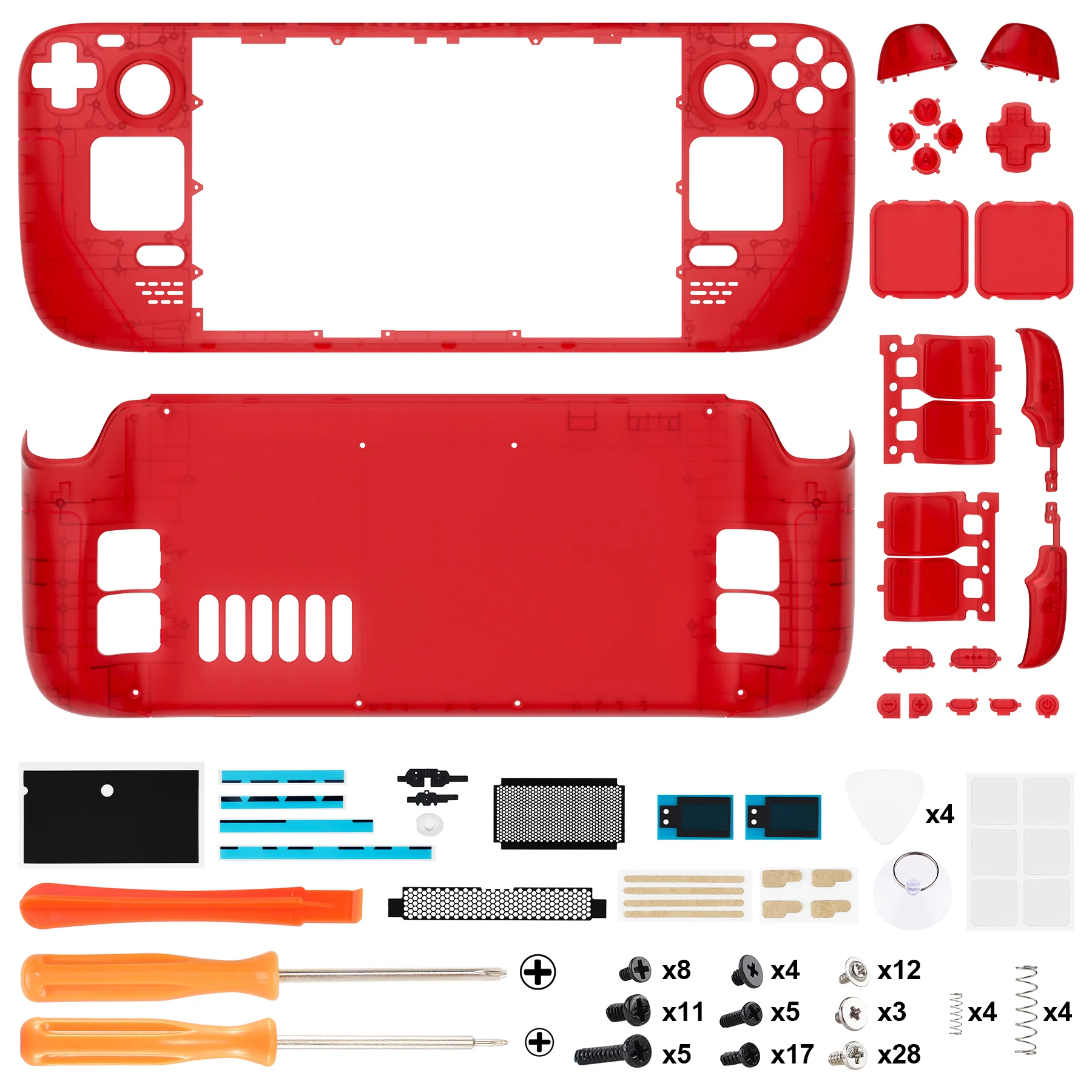 eXtremeRate Custom Full Set Shell with Buttons for Steam Deck LCD - Clear Red - Image 4