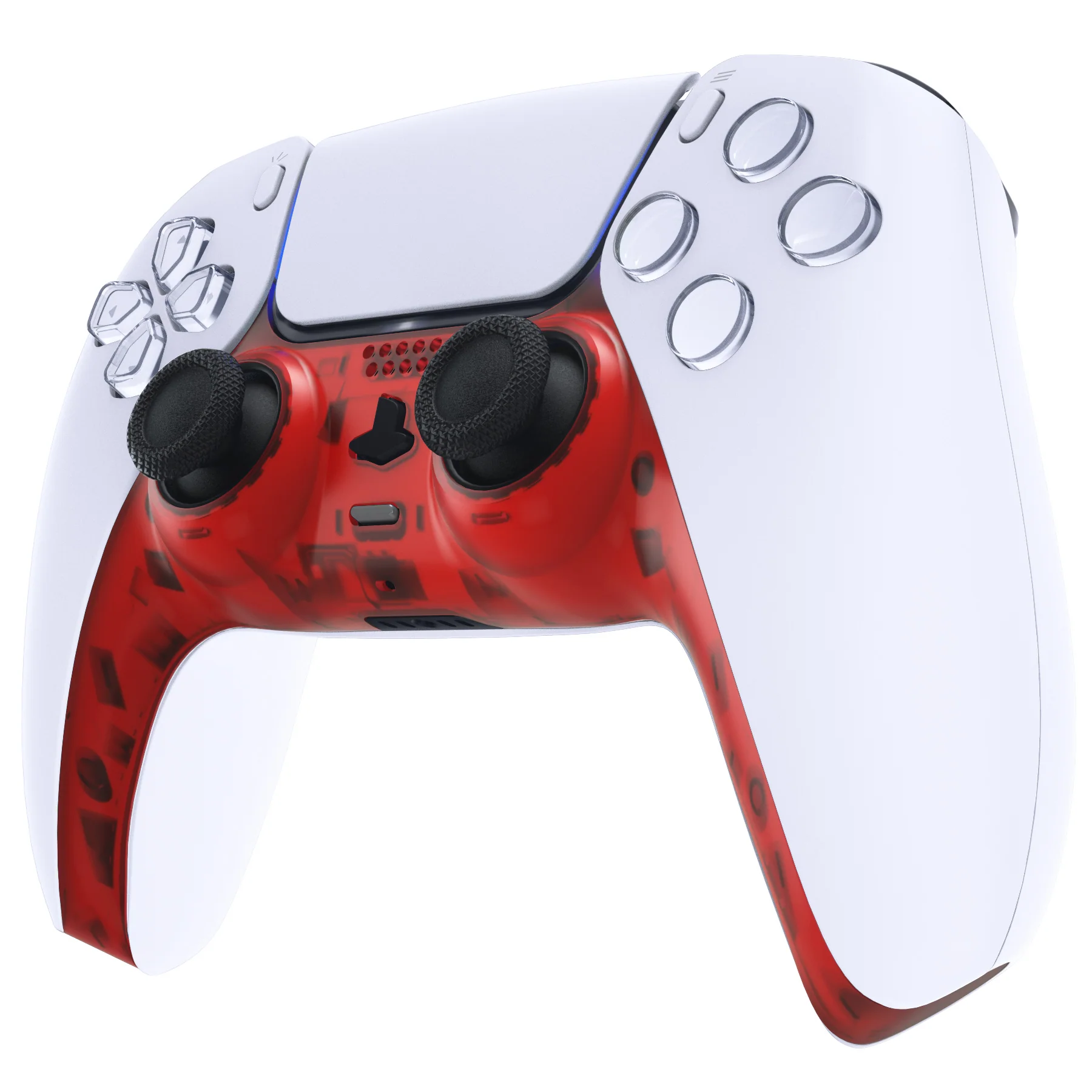 eXtremeRate Replacement Decorative Trim Shell with Accent Rings Compatible with PS5 Controller BDM-010/020/030/040/050 - Clear Red - Image 4