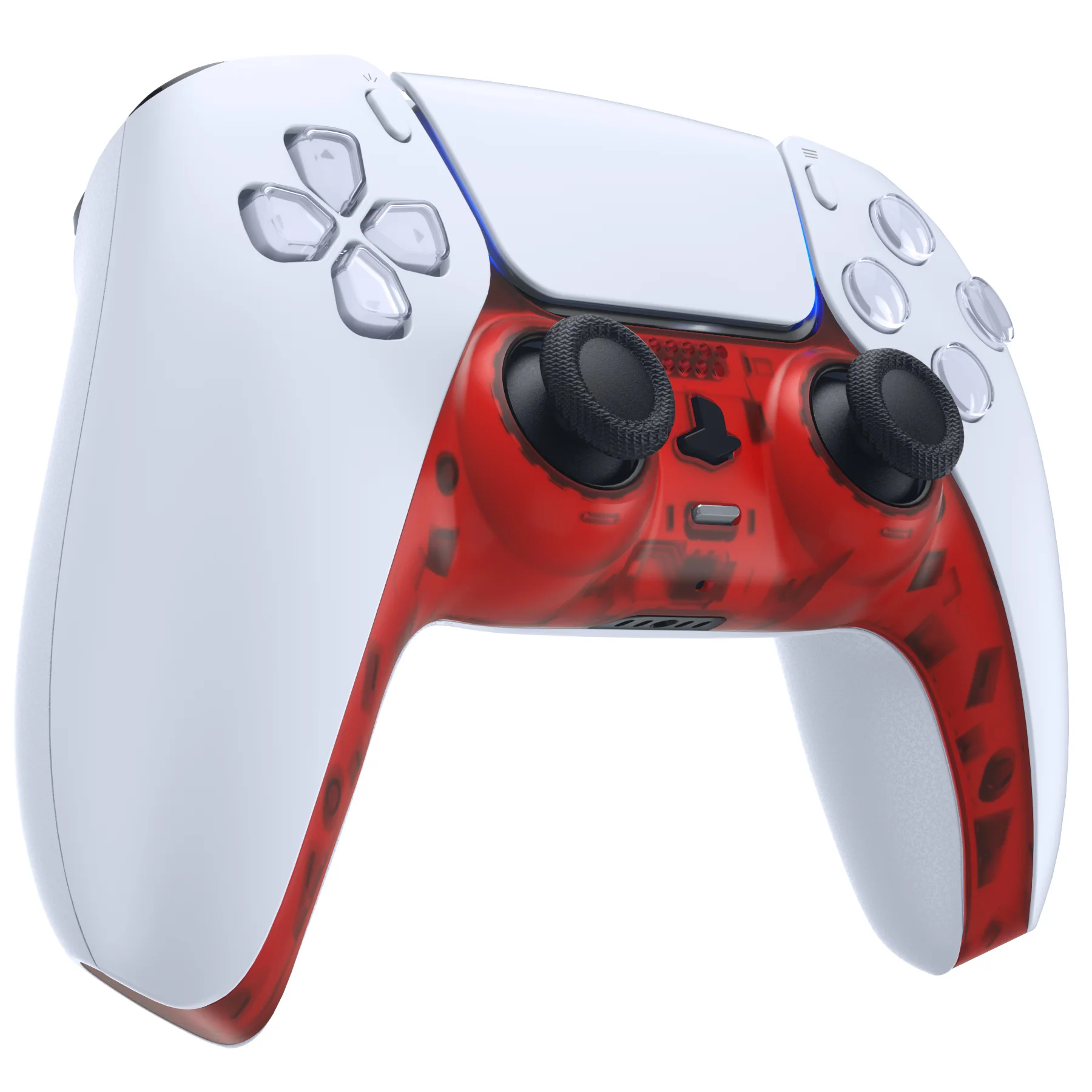 eXtremeRate Replacement Decorative Trim Shell with Accent Rings Compatible with PS5 Controller BDM-010/020/030/040/050 - Clear Red - Image 5