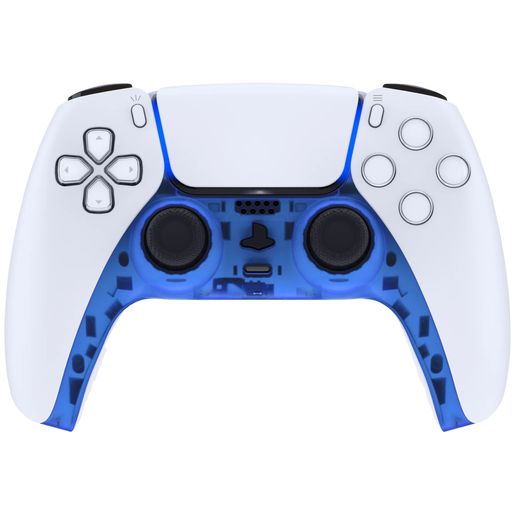 eXtremeRate Replacement Decorative Trim Shell with Accent Rings Compatible with PS5 Controller BDM-010/020/030/040/050 - Clear Blue - Image 2