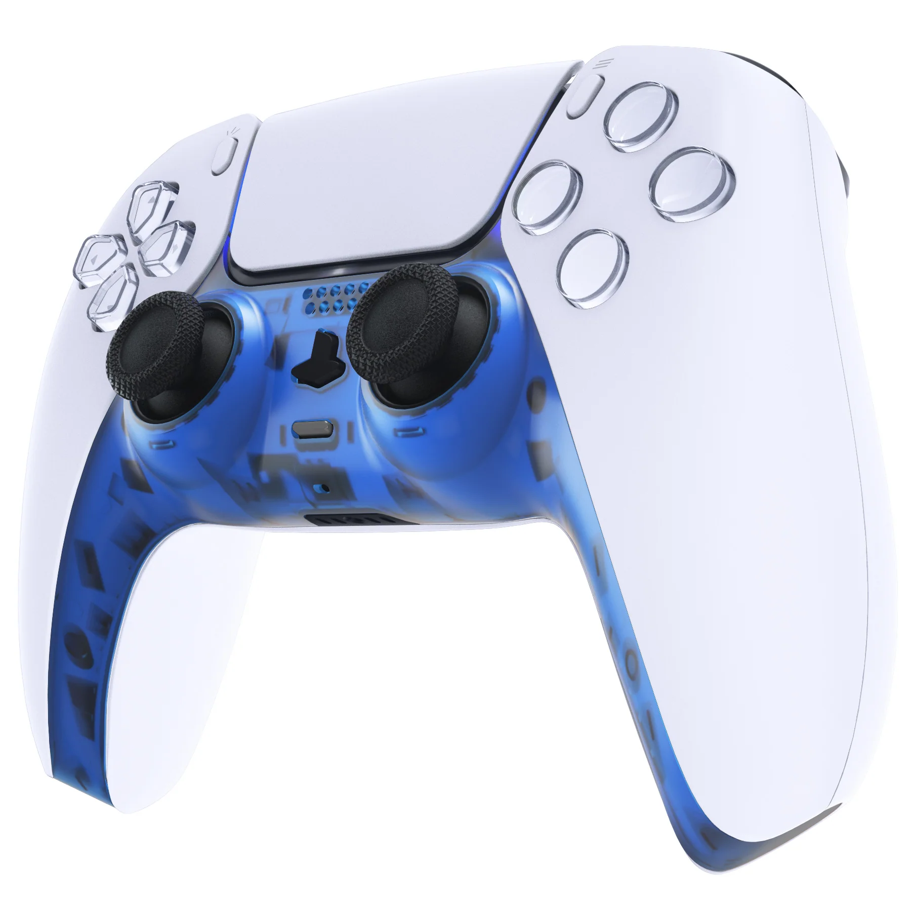 eXtremeRate Replacement Decorative Trim Shell with Accent Rings Compatible with PS5 Controller BDM-010/020/030/040/050 - Clear Blue - Image 4