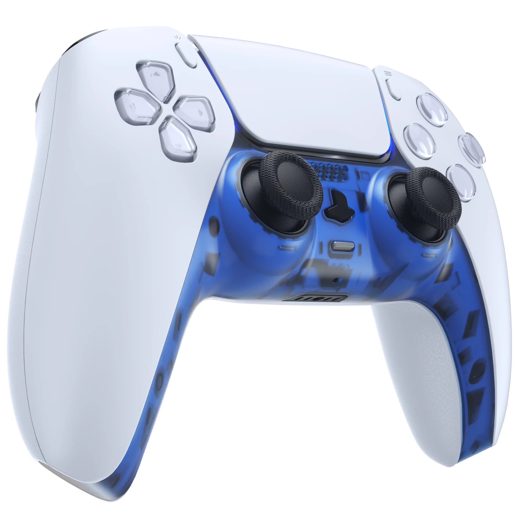 eXtremeRate Replacement Decorative Trim Shell with Accent Rings Compatible with PS5 Controller BDM-010/020/030/040/050 - Clear Blue - Image 5