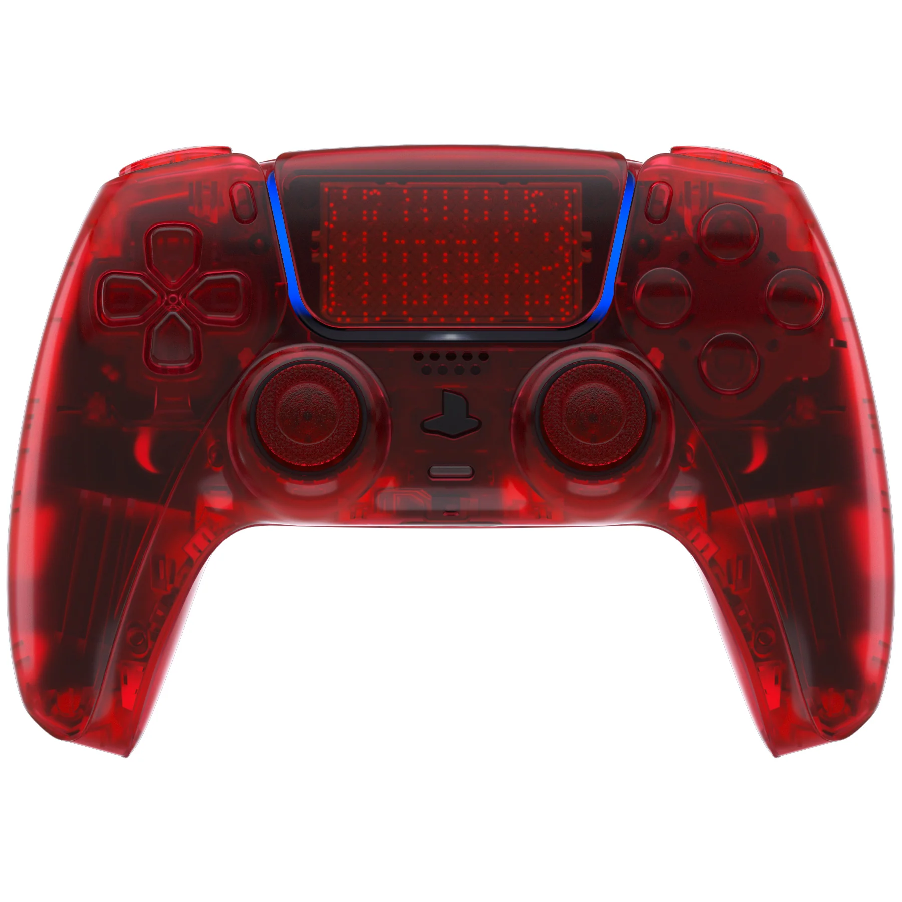 eXtremeRate Replacement Full Set Shells with Buttons Compatible with PS5 Controller BDM-030/040/050 - Clear Red - Image 2