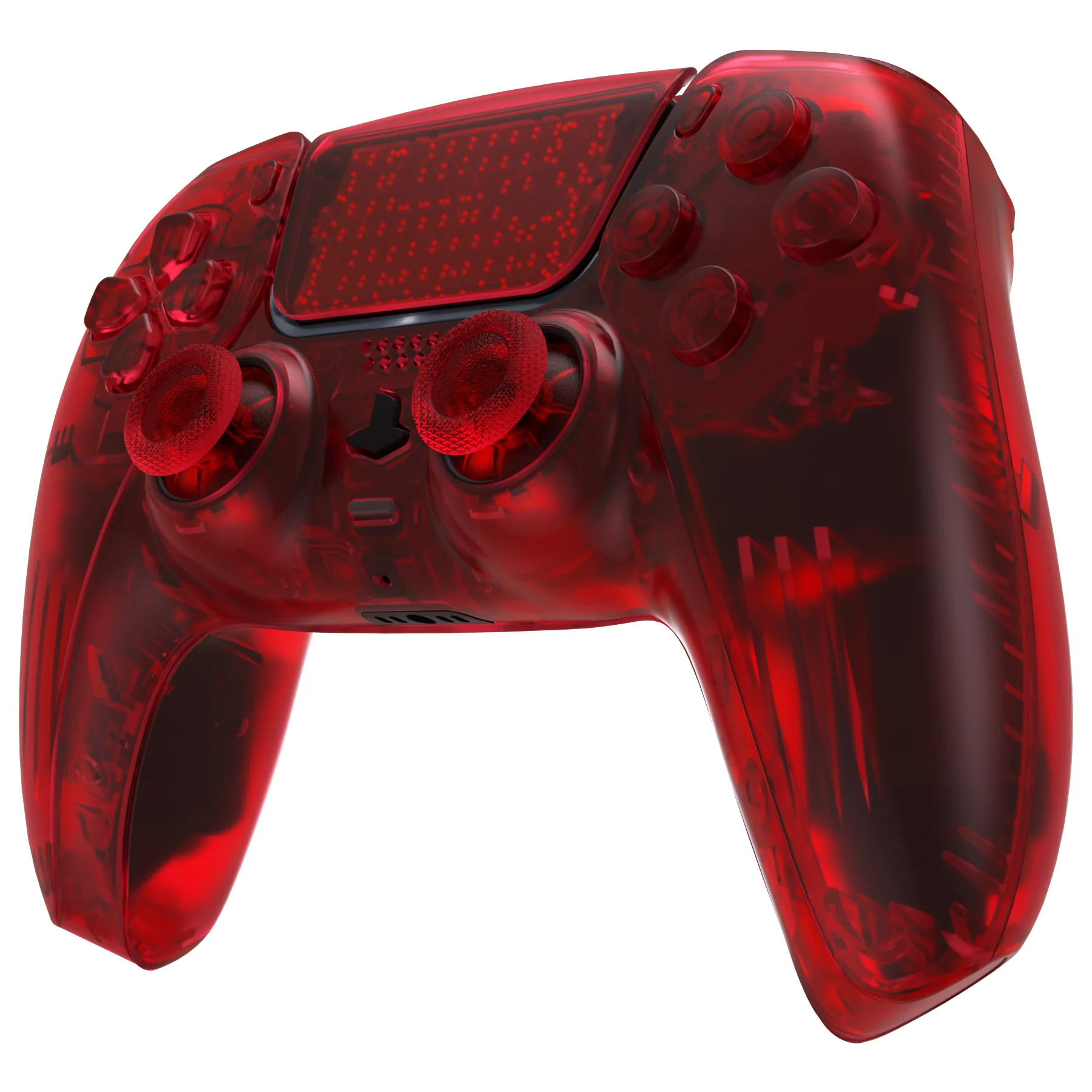 eXtremeRate Replacement Full Set Shells with Buttons Compatible with PS5 Controller BDM-030/040/050 - Clear Red - Image 4