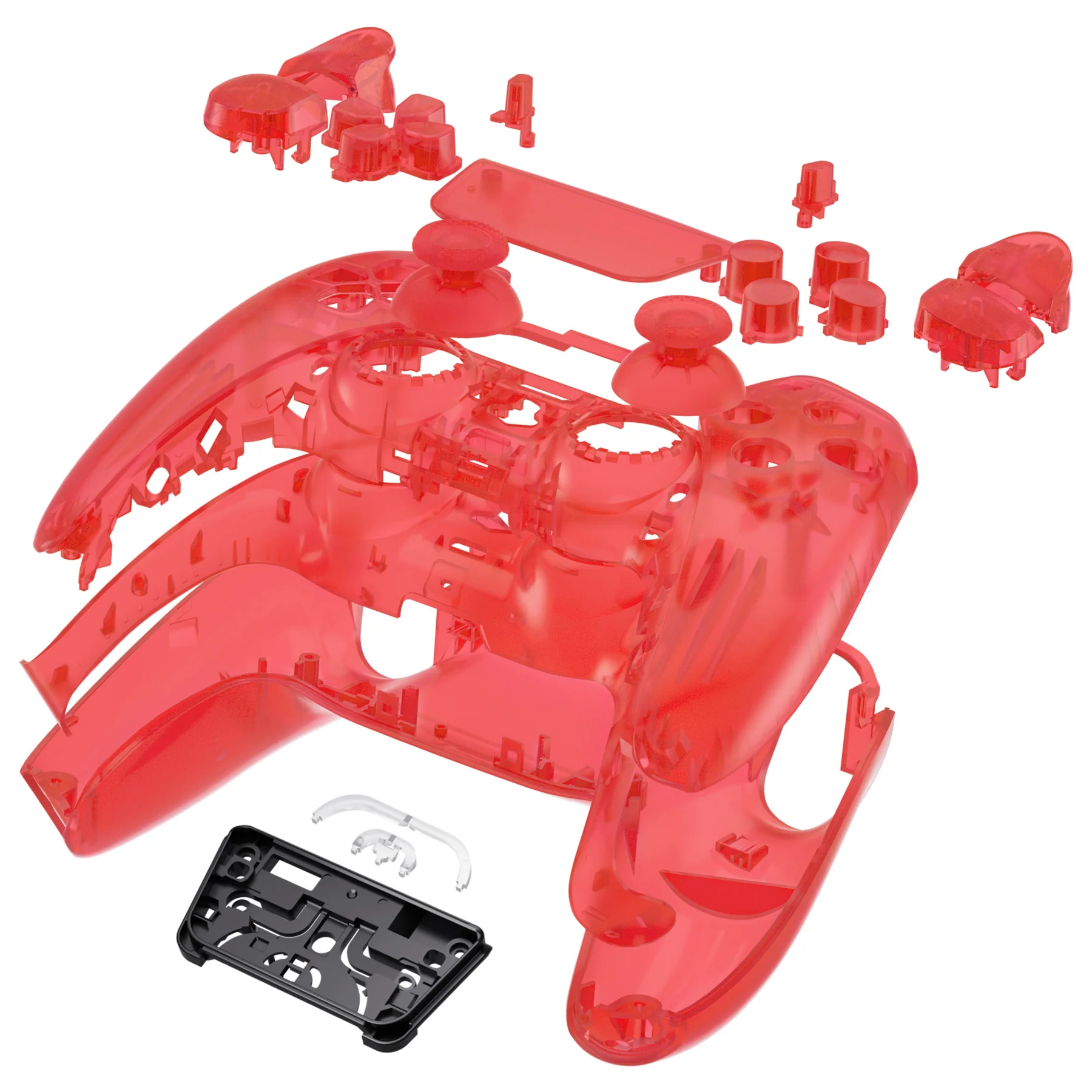 eXtremeRate Replacement Full Set Shells with Buttons Compatible with PS5 Controller BDM-030/040/050 - Clear Red - Image 6