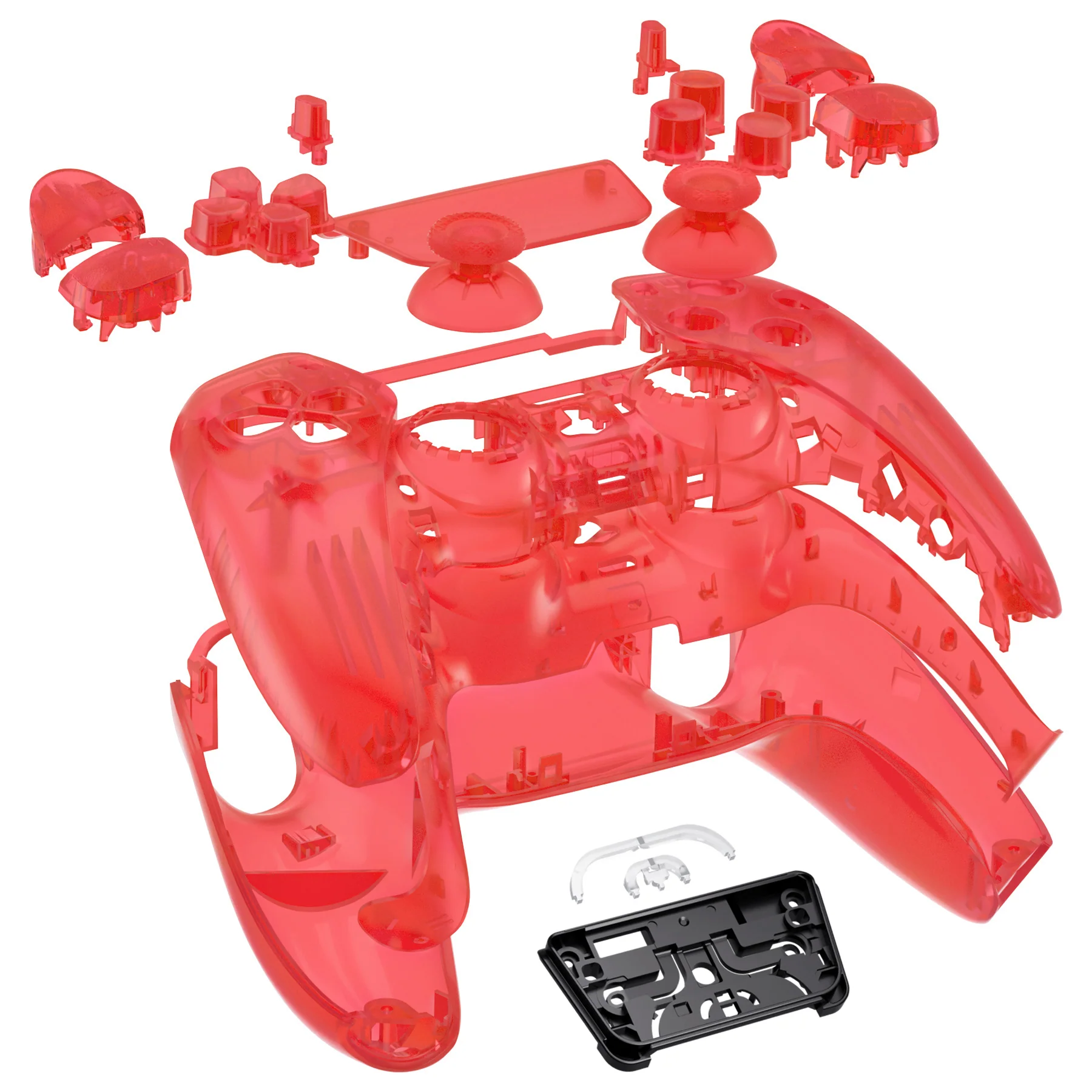 eXtremeRate Replacement Full Set Shells with Buttons Compatible with PS5 Controller BDM-030/040/050 - Clear Red - Image 7