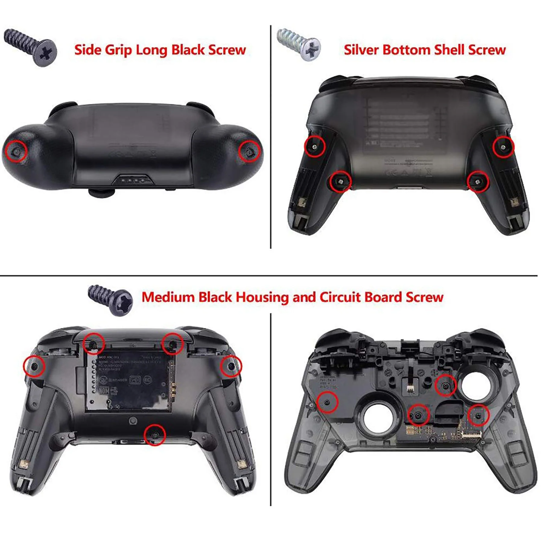 eXtremeRate Octagonal Gated Sticks Design Replacement Full Set Shell Faceplate Backplate Handles for Nintendo Switch Pro - Clear Red - Image 12