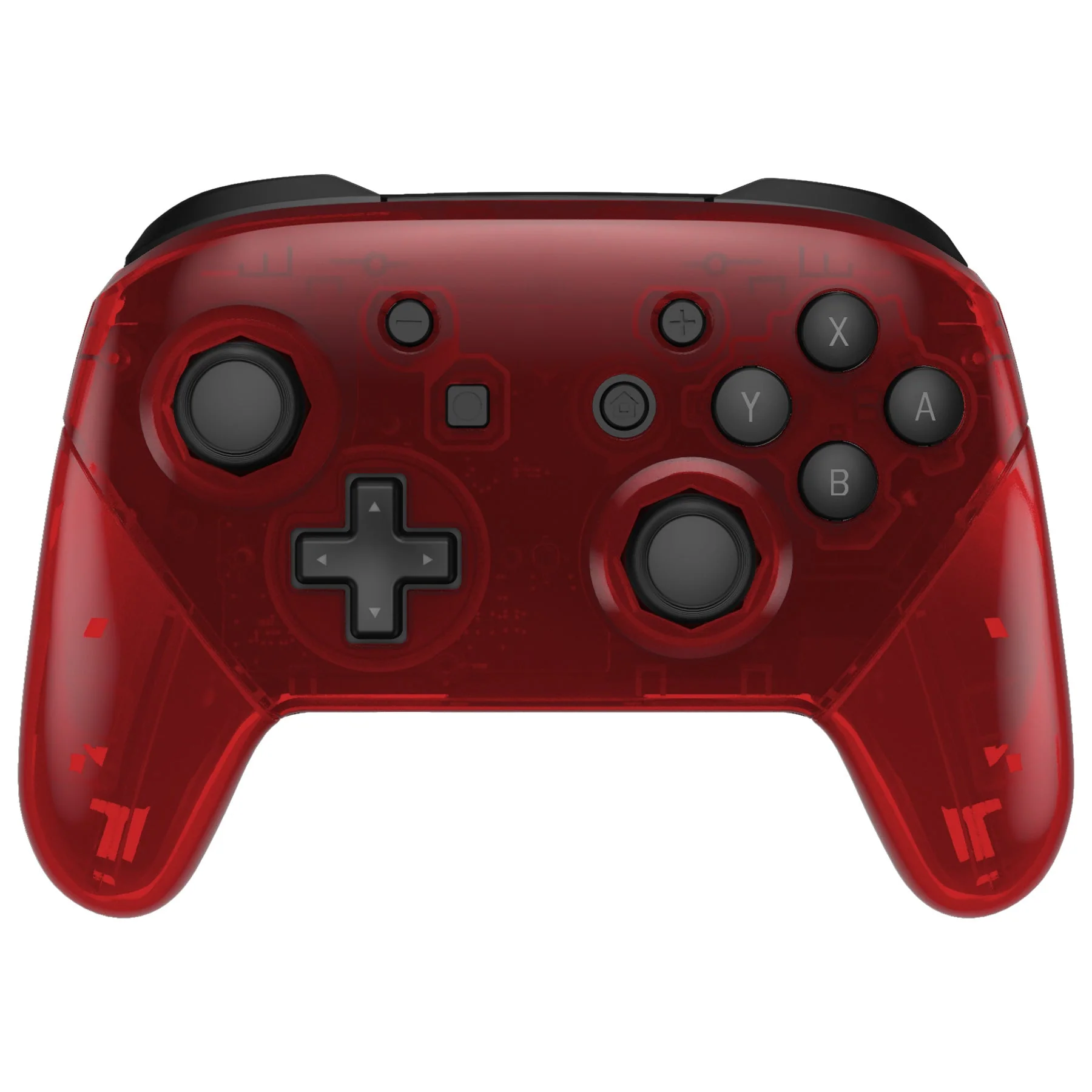 eXtremeRate Octagonal Gated Sticks Design Replacement Full Set Shell Faceplate Backplate Handles for Nintendo Switch Pro - Clear Red - Image 5