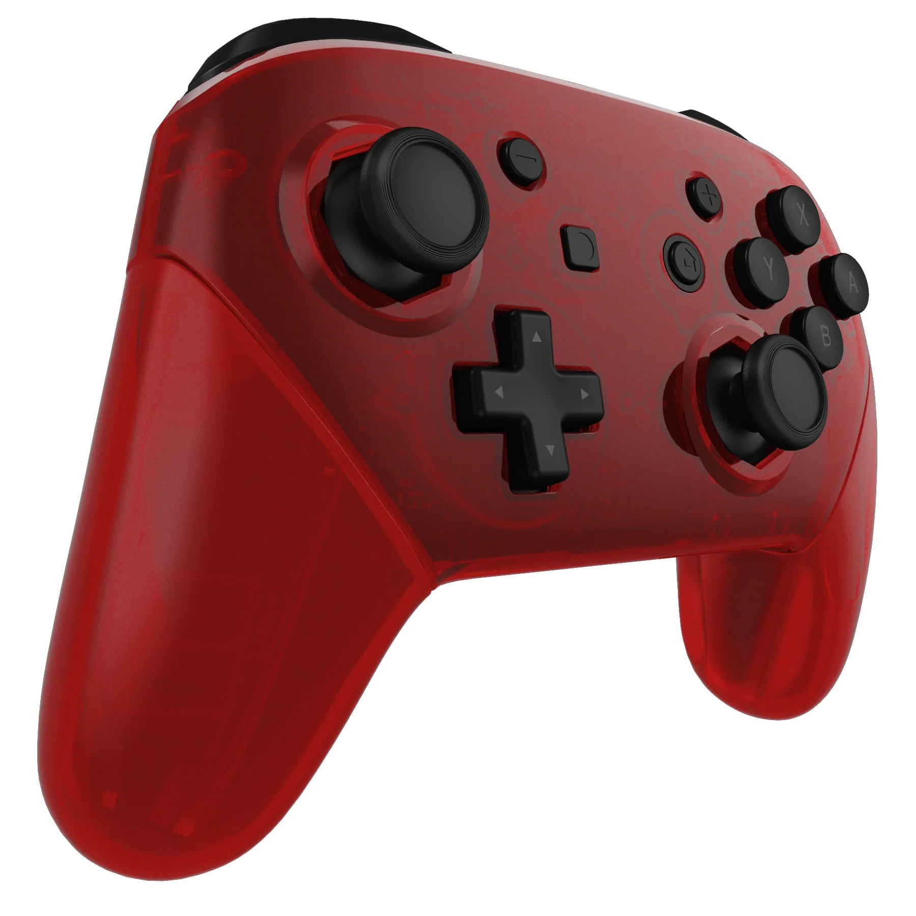 eXtremeRate Octagonal Gated Sticks Design Replacement Full Set Shell Faceplate Backplate Handles for Nintendo Switch Pro - Clear Red - Image 6