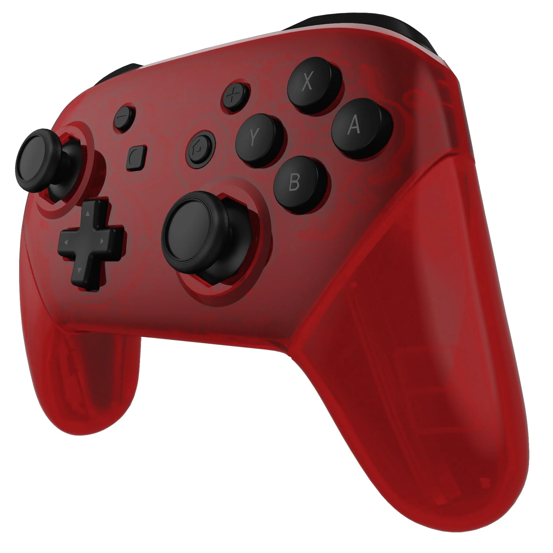 eXtremeRate Octagonal Gated Sticks Design Replacement Full Set Shell Faceplate Backplate Handles for Nintendo Switch Pro - Clear Red - Image 7