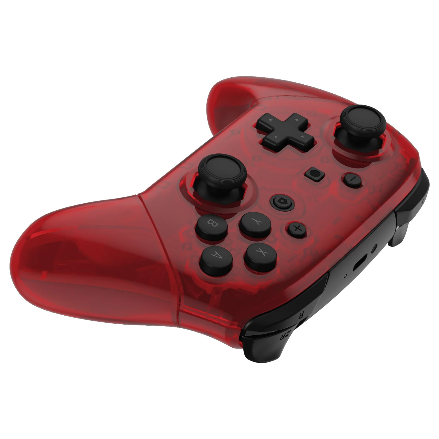 eXtremeRate Octagonal Gated Sticks Design Replacement Full Set Shell Faceplate Backplate Handles for Nintendo Switch Pro - Clear Red - Image 8
