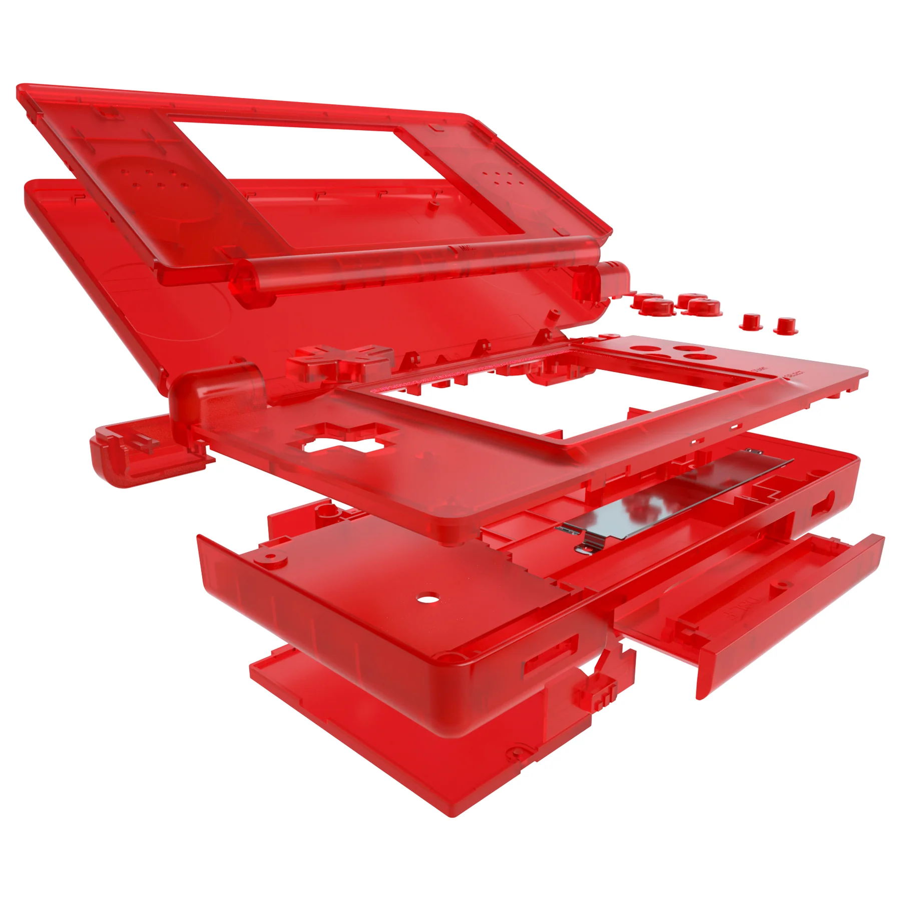 eXtremeRate Replacement Full Housing Shell & Buttons with Screen Lens for Nintendo DS Lite NDSL - Clear Red - Image 4