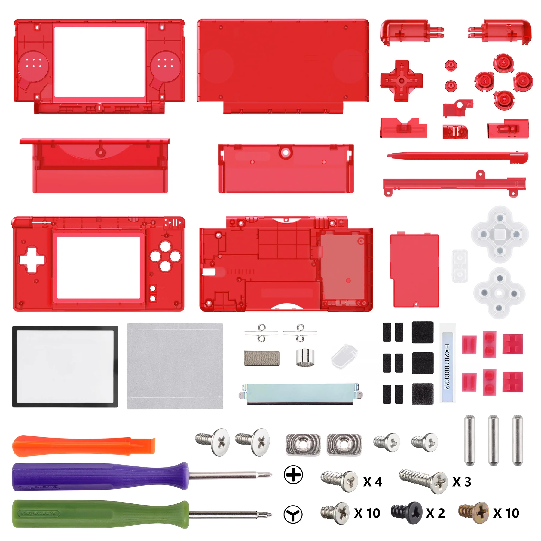 eXtremeRate Replacement Full Housing Shell & Buttons with Screen Lens for Nintendo DS Lite NDSL - Clear Red - Image 5